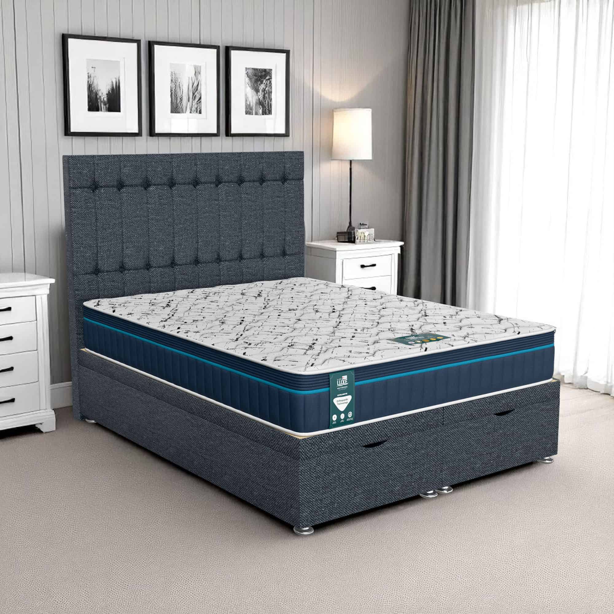 Luxe Stratford Ottoman - Ascot Coal, Double 135 x 190 cm