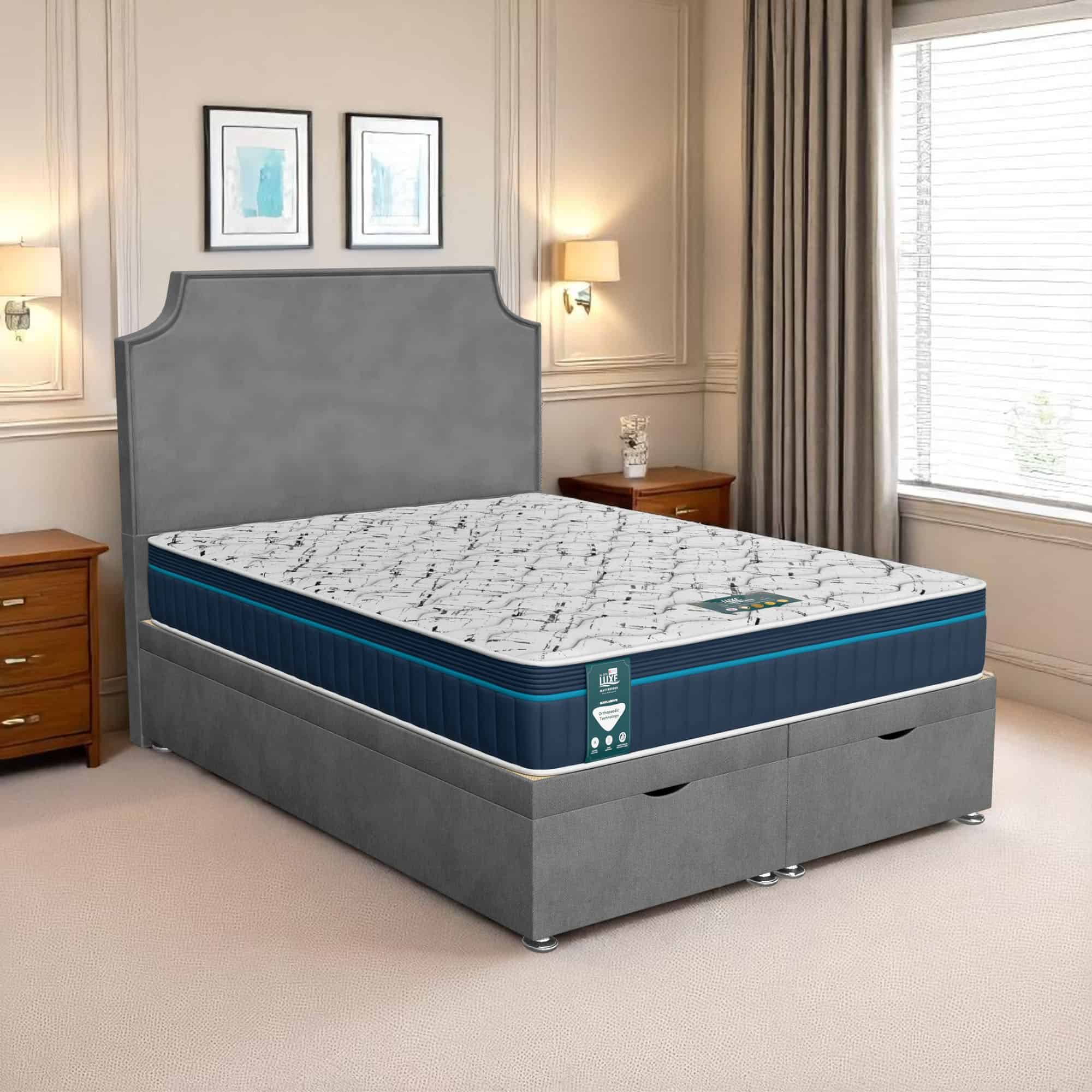 Classic Luxe Tiffany Ottoman - Venice Grey, Queen Size 120 x 190cm (Small Double)