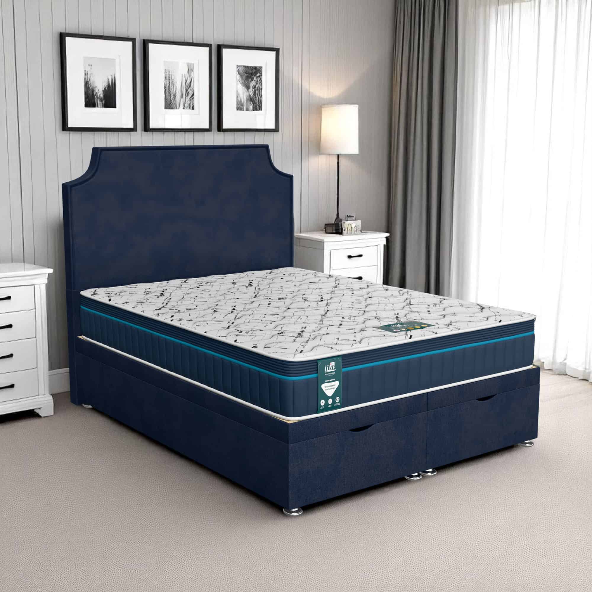 Classic Luxe Tiffany Ottoman - Venice Marine, Queen Size 120 x 190cm (Small Double)