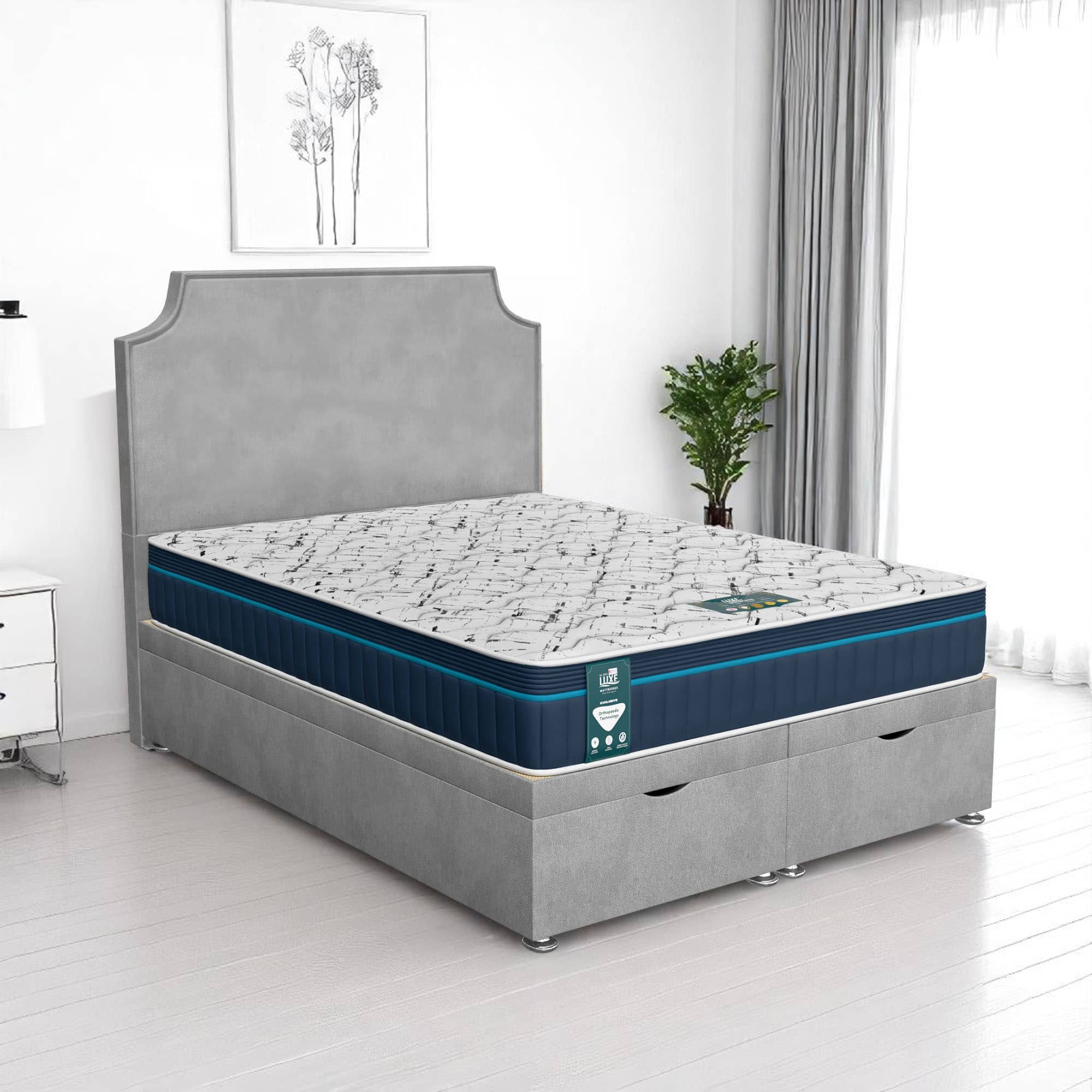 Classic Luxe Tiffany Ottoman - Venice Silver, Single 90 x 190 cm