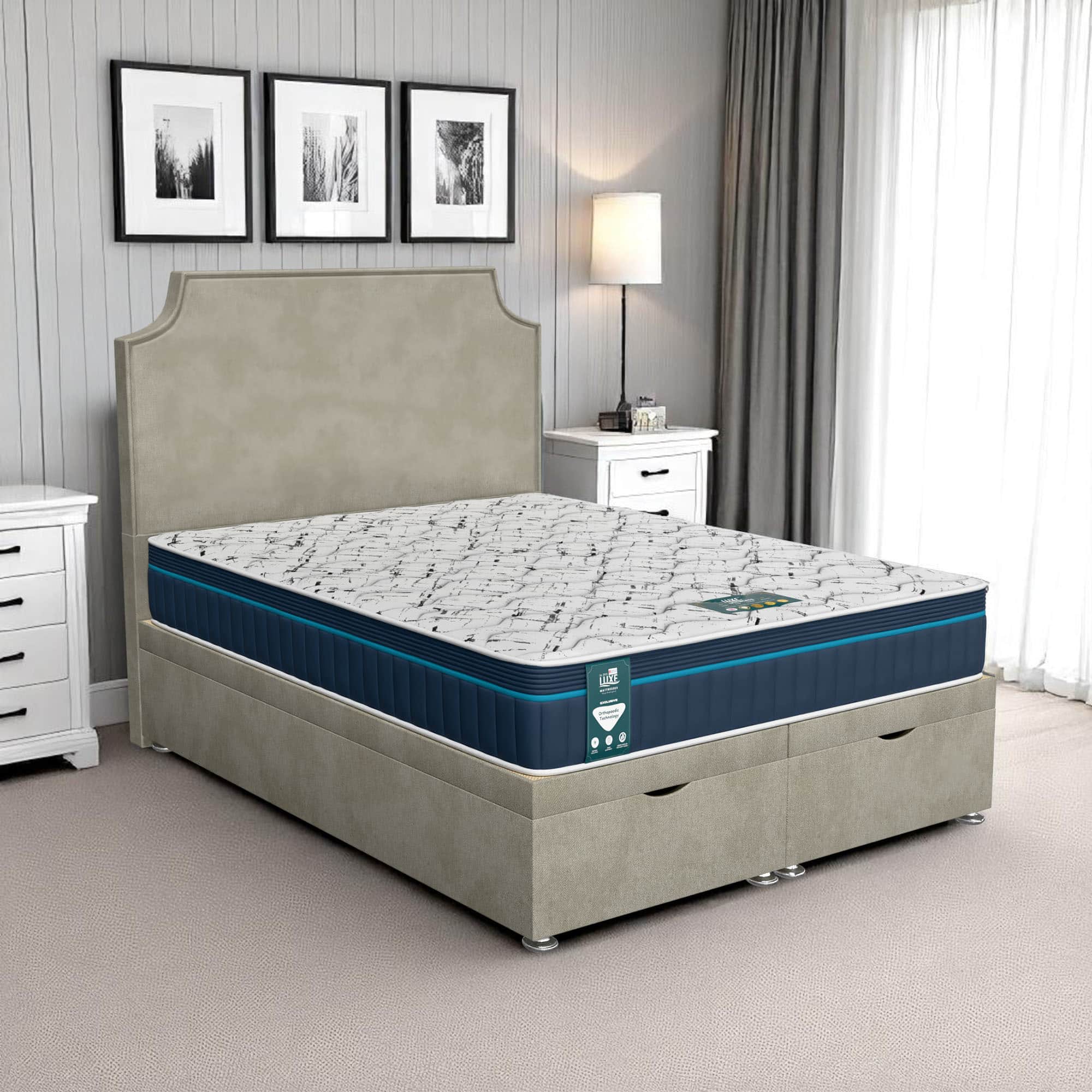 Classic Luxe Tiffany Ottoman - Venice Taupe, Single 90 x 190 cm