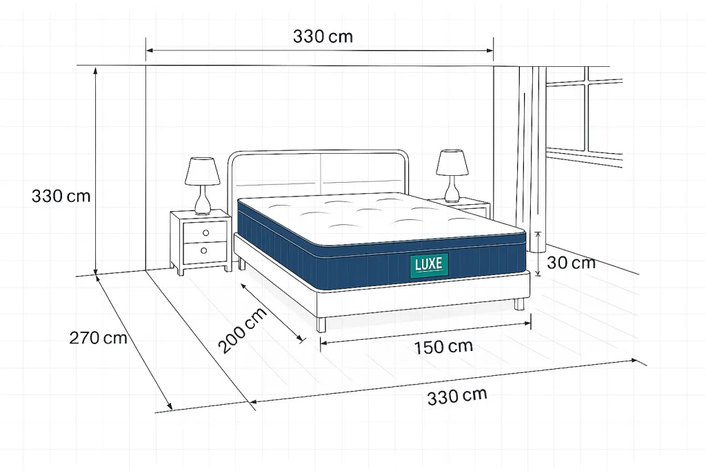 king size mattress for room dimension