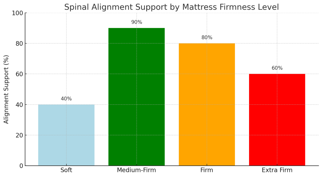 spinal alignment support by mattress firmness level