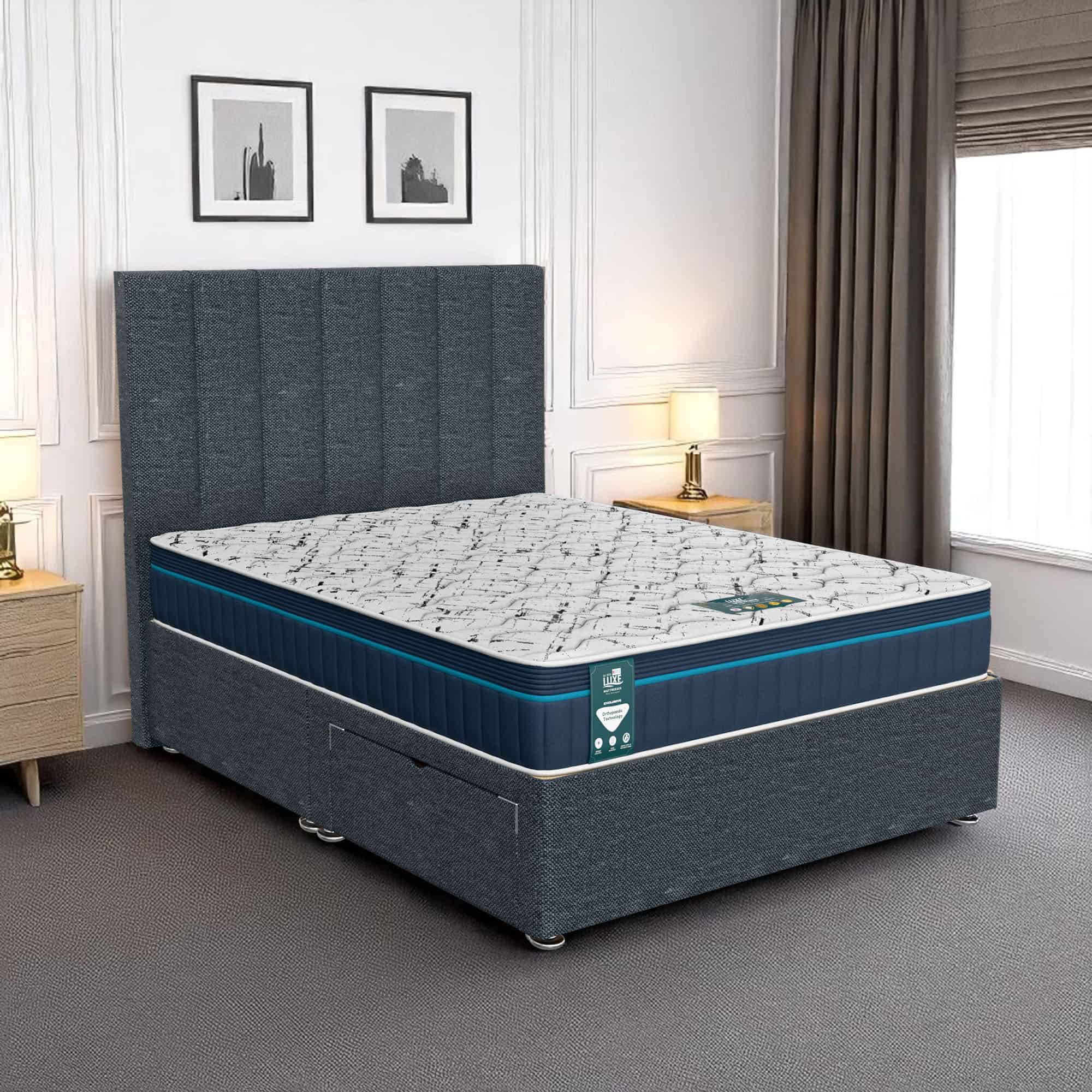 Ascot Wing back Divan (Brown, Coal, Denim) - Ascot Coal, Super King 180 x 200 cm