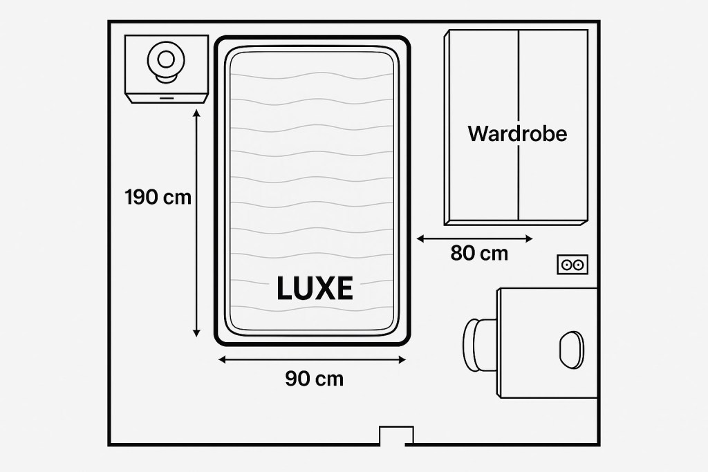 spaces require in room for single room size