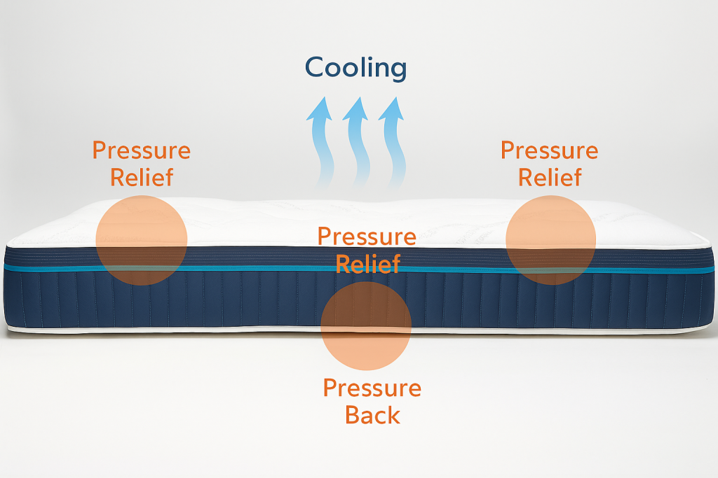 Pressure relief in mattress for pregnancy mattress