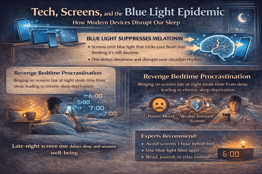how blue light of phones, tablets, laptop can effect the sleep
