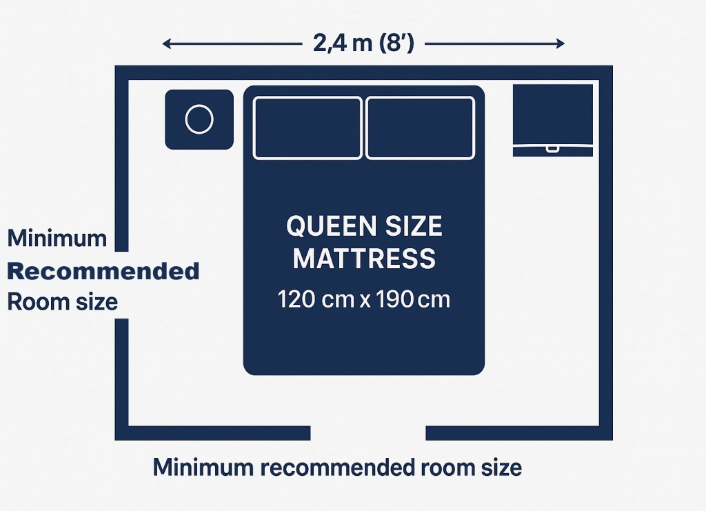 how big room is required for queen size mattress