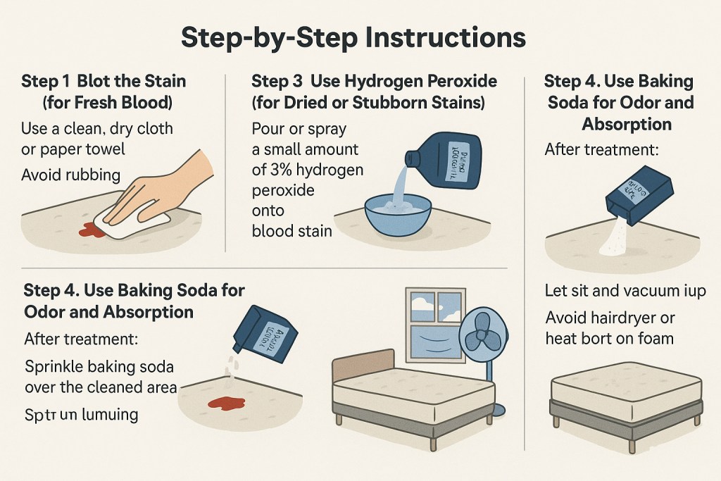 step by step to remove blood from mattress
