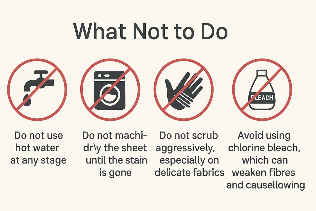 what not to do to remove blood stains from mattress bed sheets