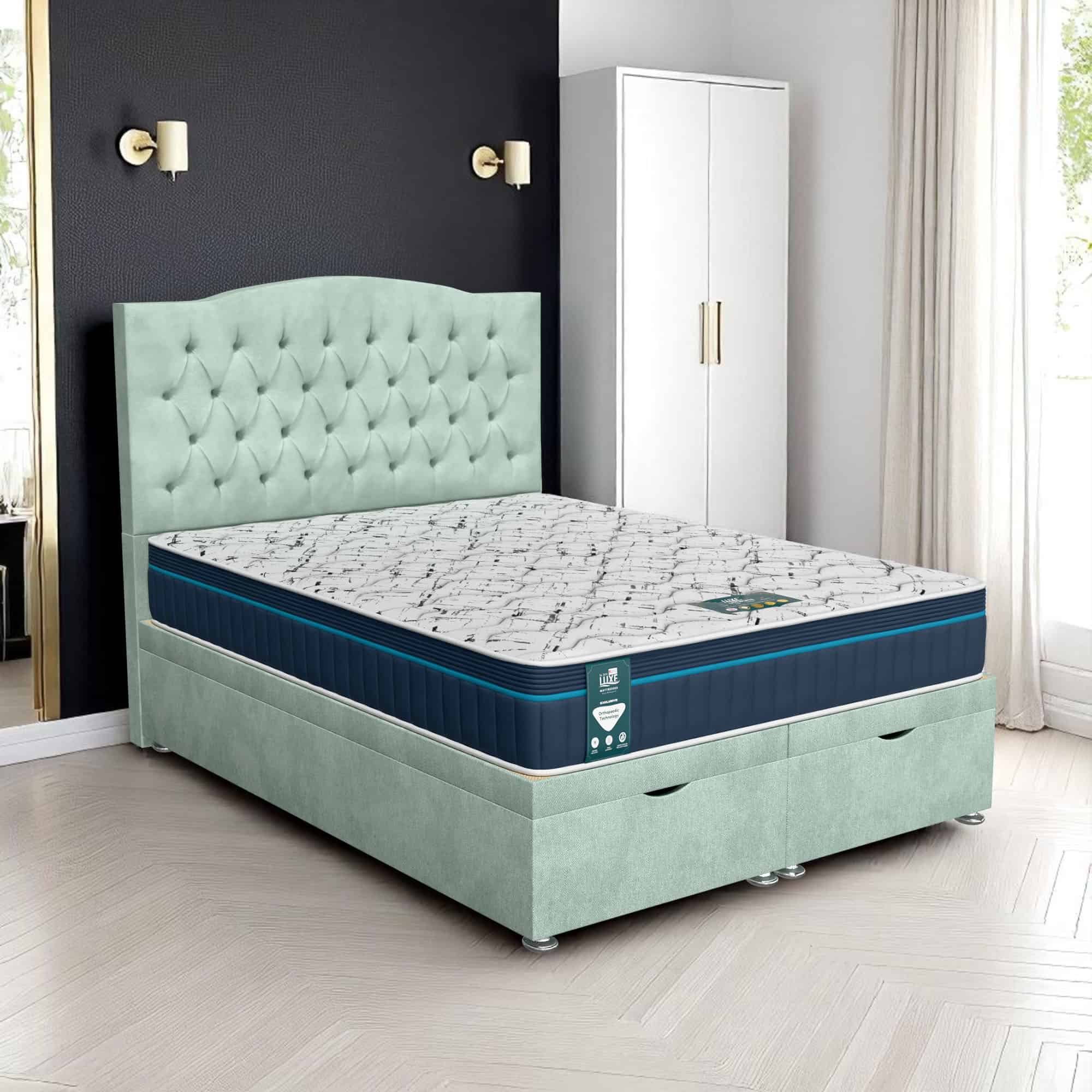 Luxe Chesterfield Ottoman - Venice Duck Egg, Double 135 x 190 cm