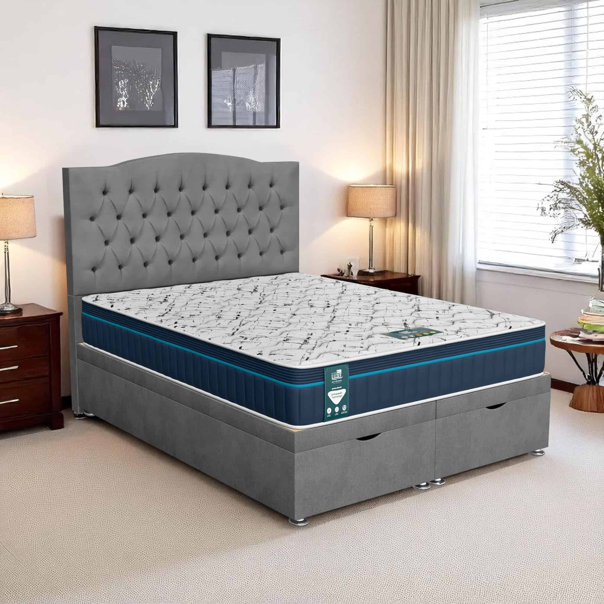 Luxe Chesterfield Ottoman - Venice Grey, King Size 150 x 200 cm