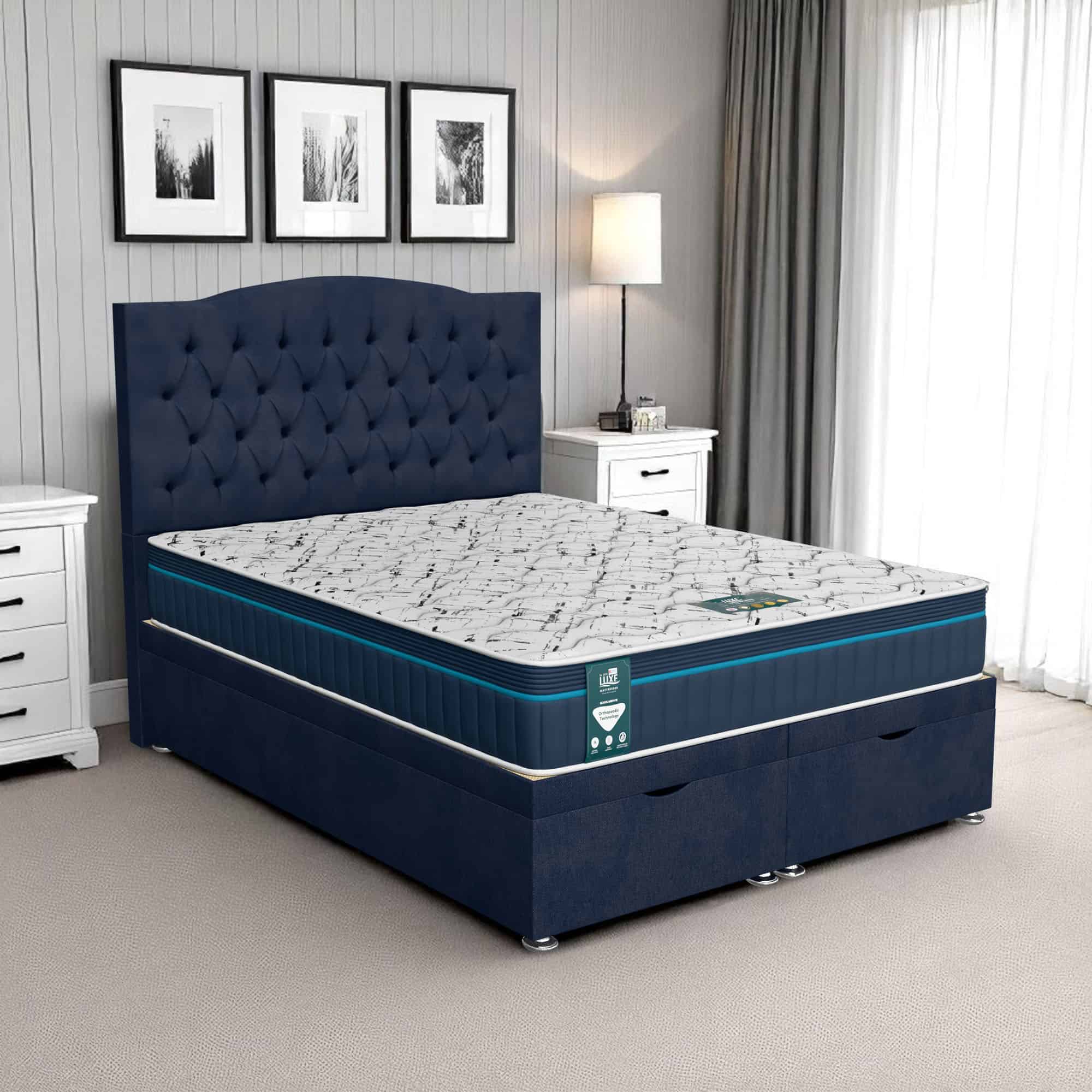 Luxe Chesterfield Ottoman - Venice Marine, Double 135 x 190 cm