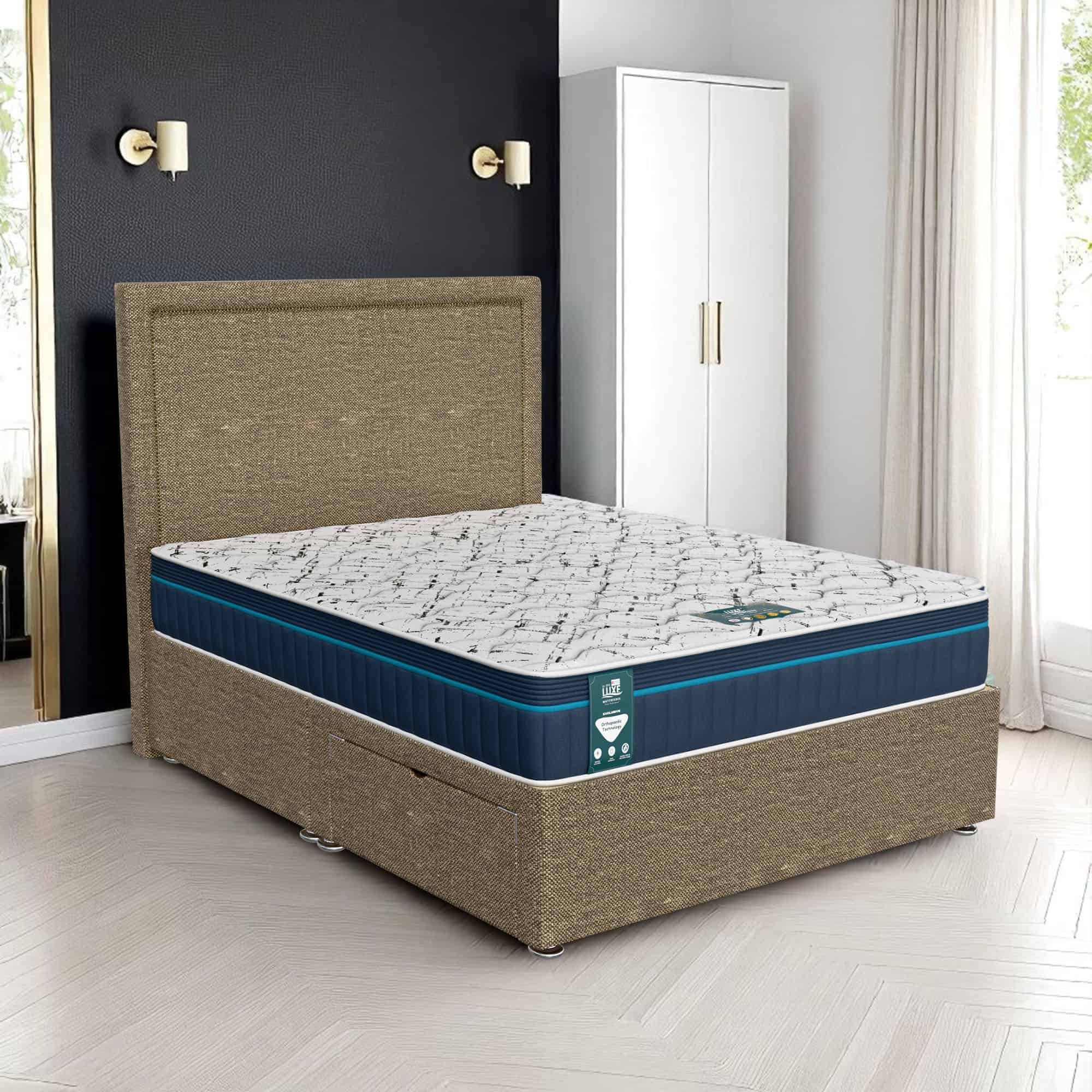 Luxe Ascot Charlie Senden Divan Bed - Ascot Brown, Queen Size 120 x 190cm (Small Double)