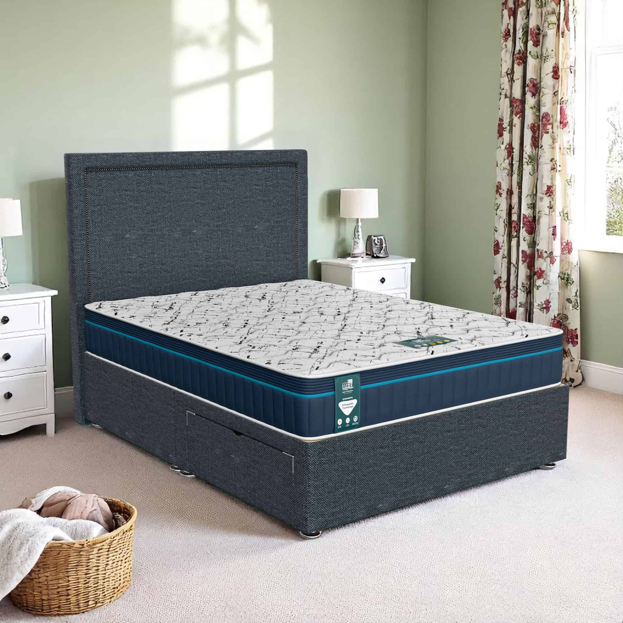 Luxe Ascot Charlie Senden Divan Bed - Ascot Coal, Queen Size 120 x 190cm (Small Double)