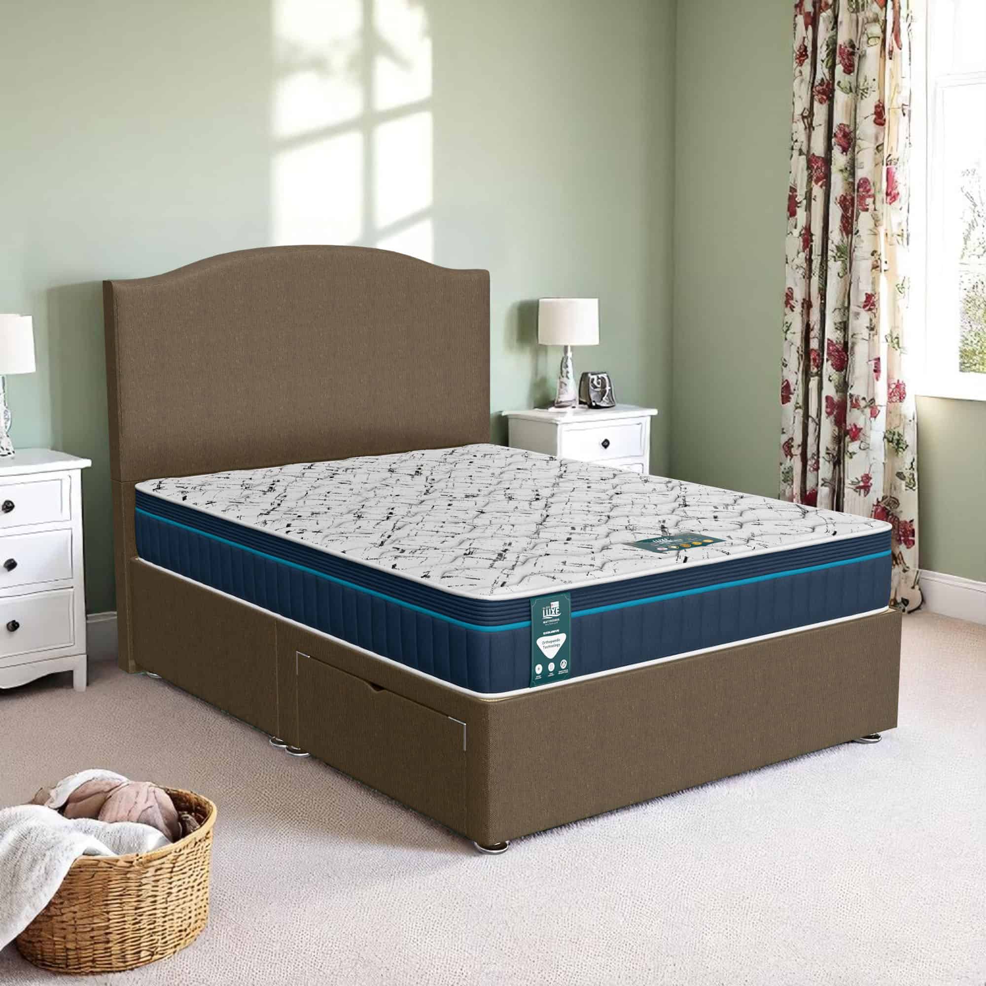 Luxe Ascot Loaf Divan Bed - Ascot Denim, Queen Size 120 x 190cm (Small Double)