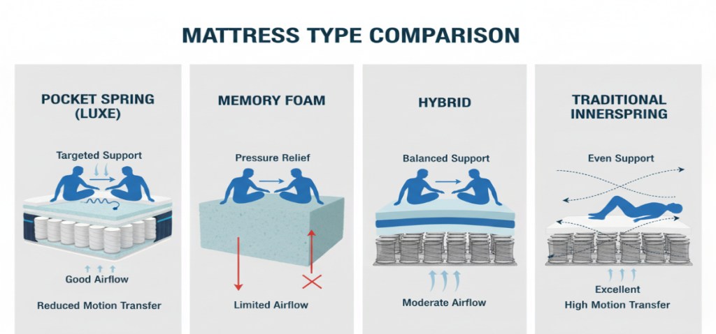 Pocket Spring Mattress Compared to Other Mattress Types