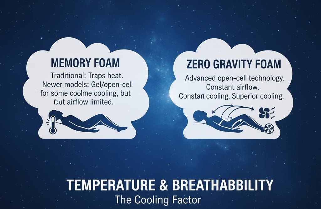 zero gravity foam vs memory foam