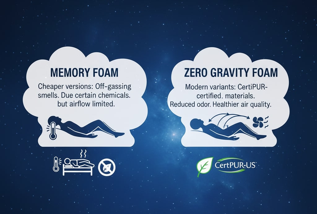 zero gravity foam vs memory foam