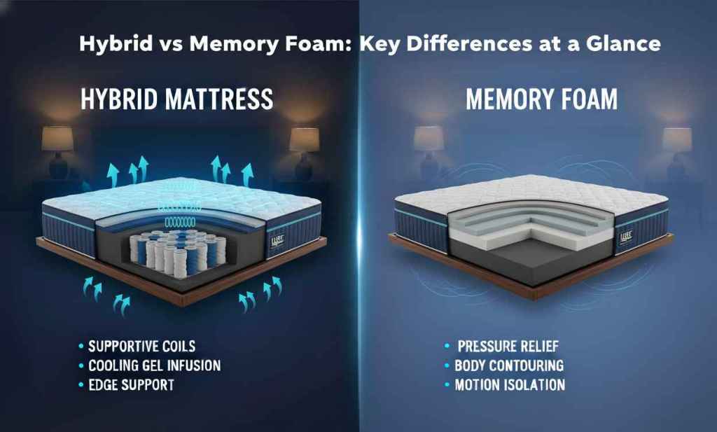 Hybrid vs Memory Foam: Key Differences at a Glance
