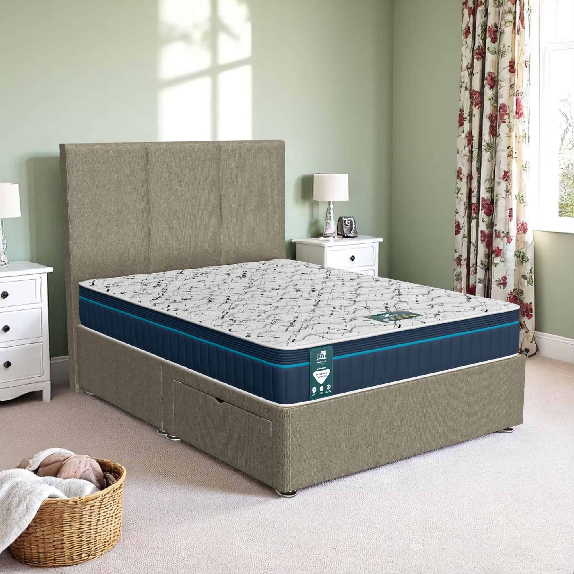 Barley Linen Panel Divan - Barley Linen, Super King 180 x 200 cm