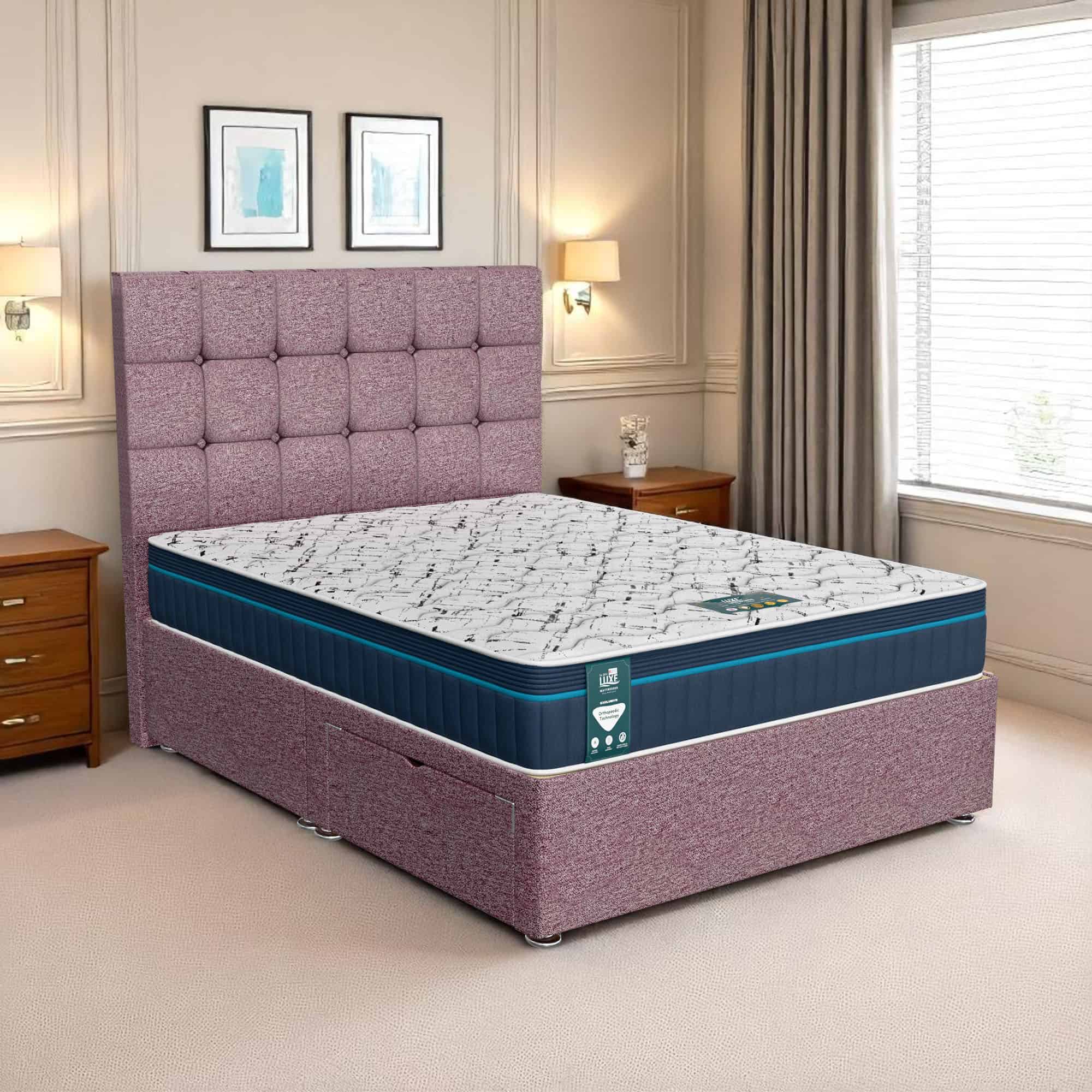 Wool Cubic Divan - Lilac Wool, King Size 150 x 200 cm