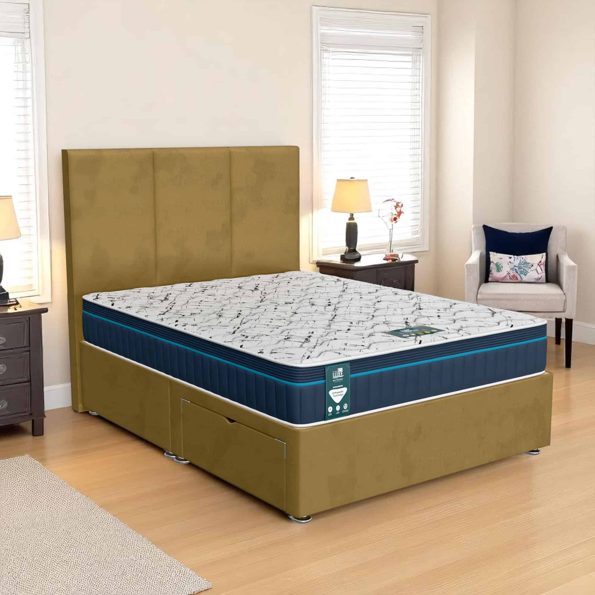 Milan Panel Divan-Dark - Milan Mustard, Double 135 x 190 cm