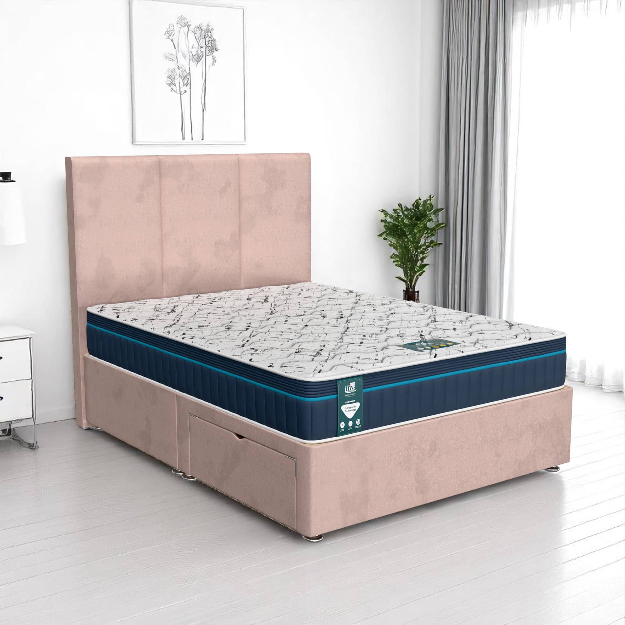 Milan Panel Divan-Light - Milan Pink, Euro Queen 160 x 200 cm