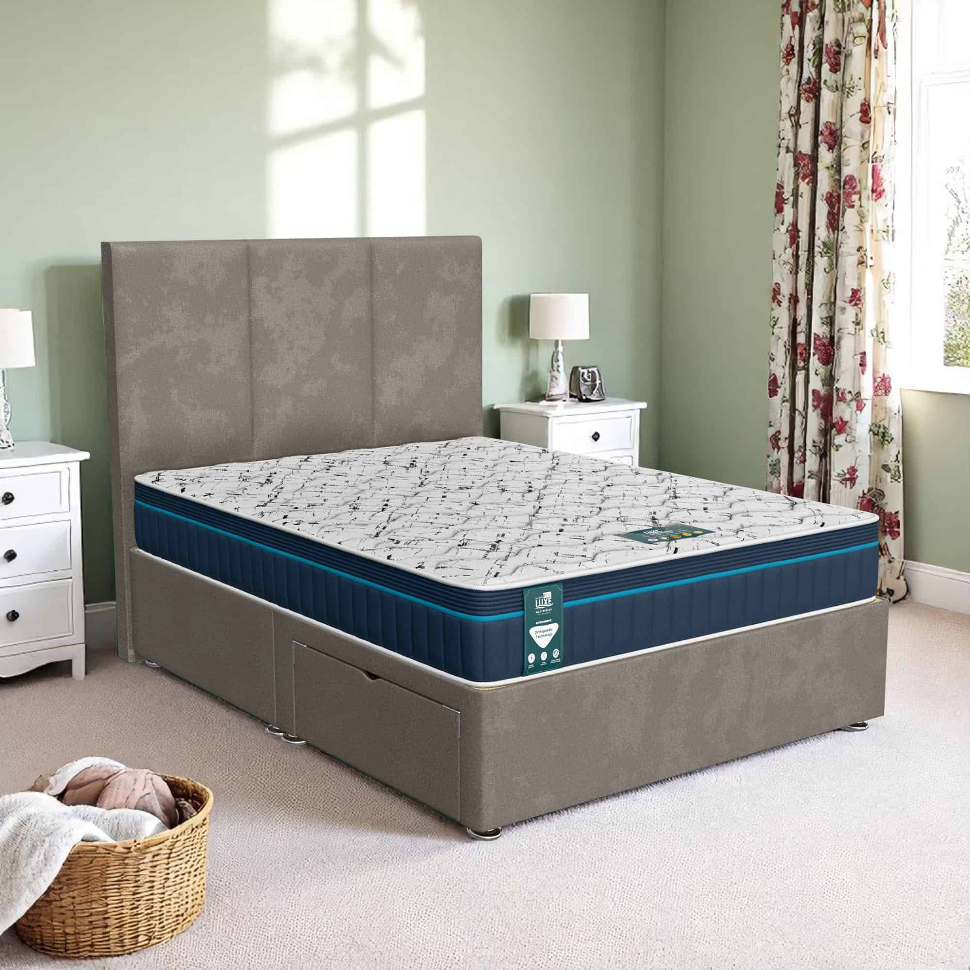 Milan Panel Divan-Light - Milan Silver, Queen Size 120 x 190cm (Small Double)