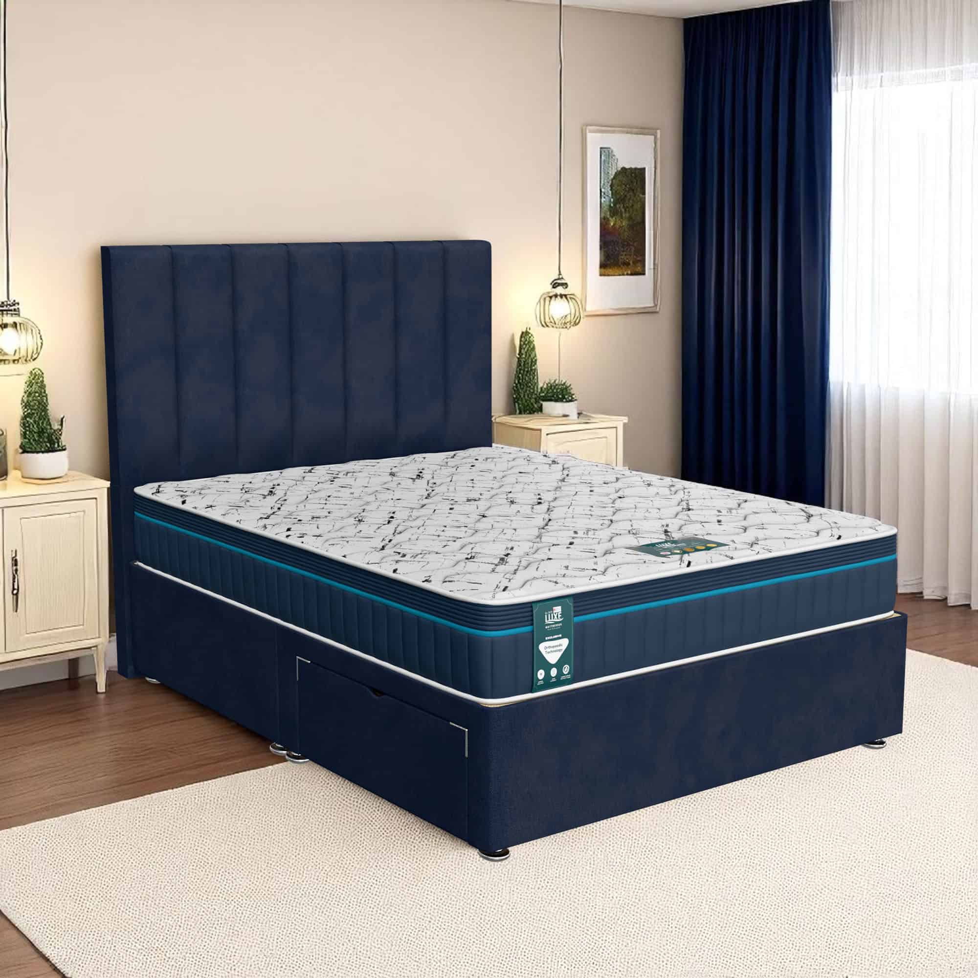 Vince Wing back Divan-Dark - Venice Marine, Double 135 x 190 cm