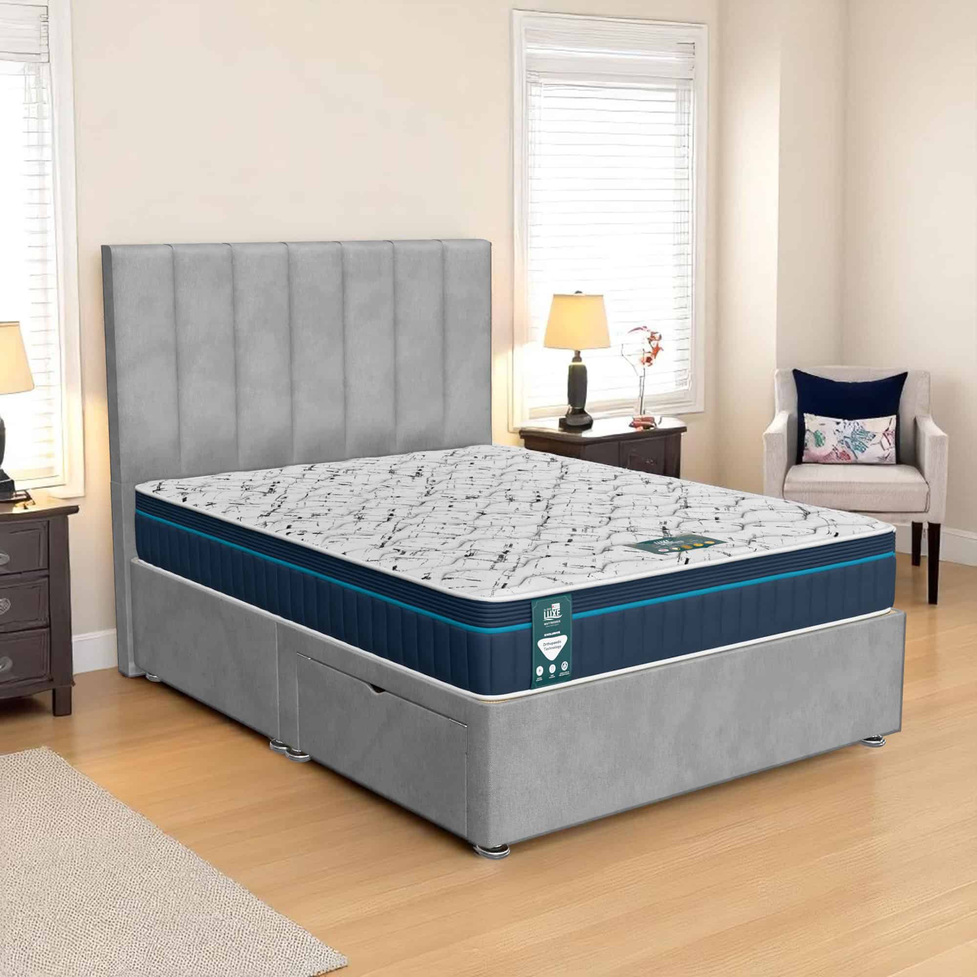 Vince Wing back Divan-Light - Venice Silver, Single 90 x 190 cm