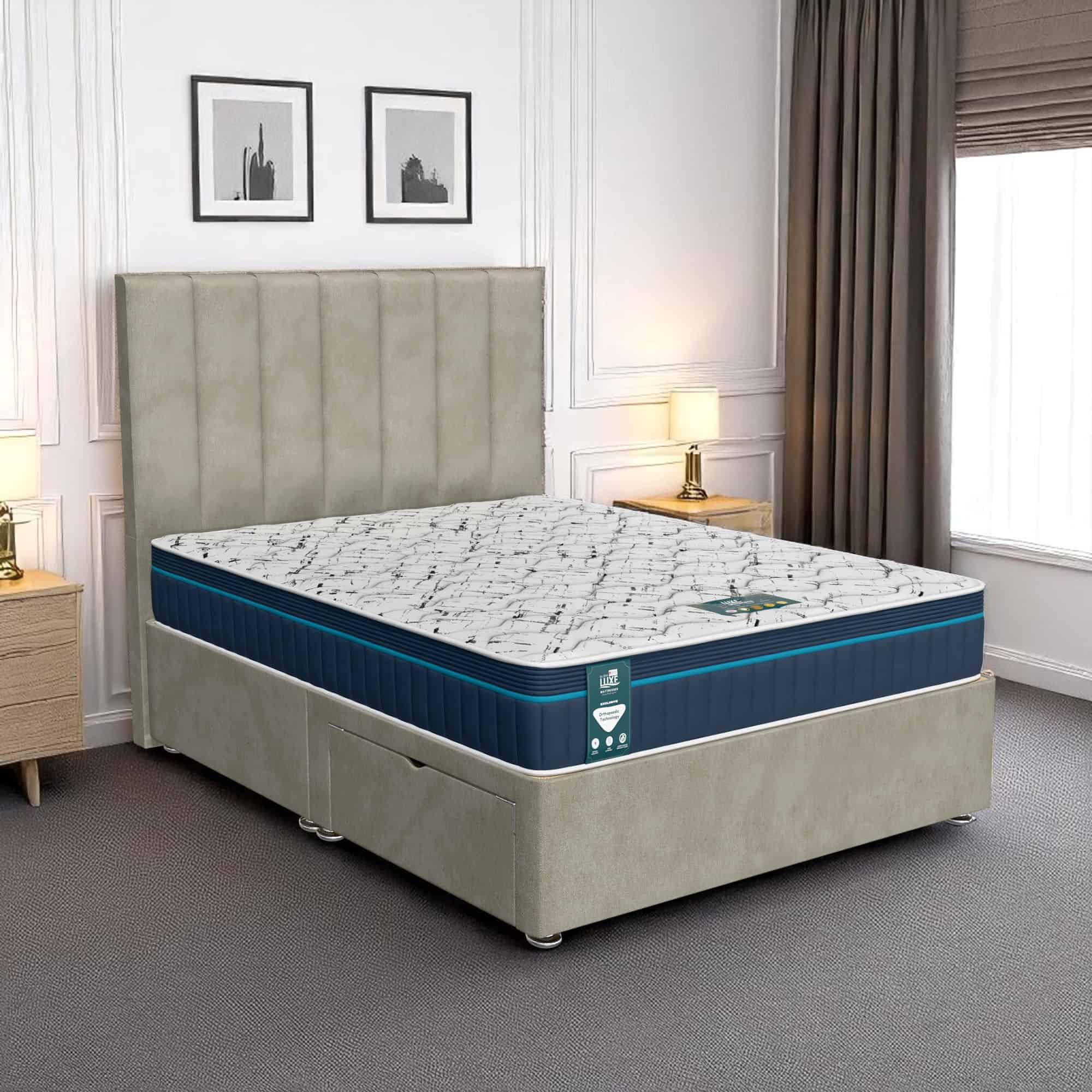 Vince Wing back Divan-Light - Venice Taupe, Single 90 x 190 cm