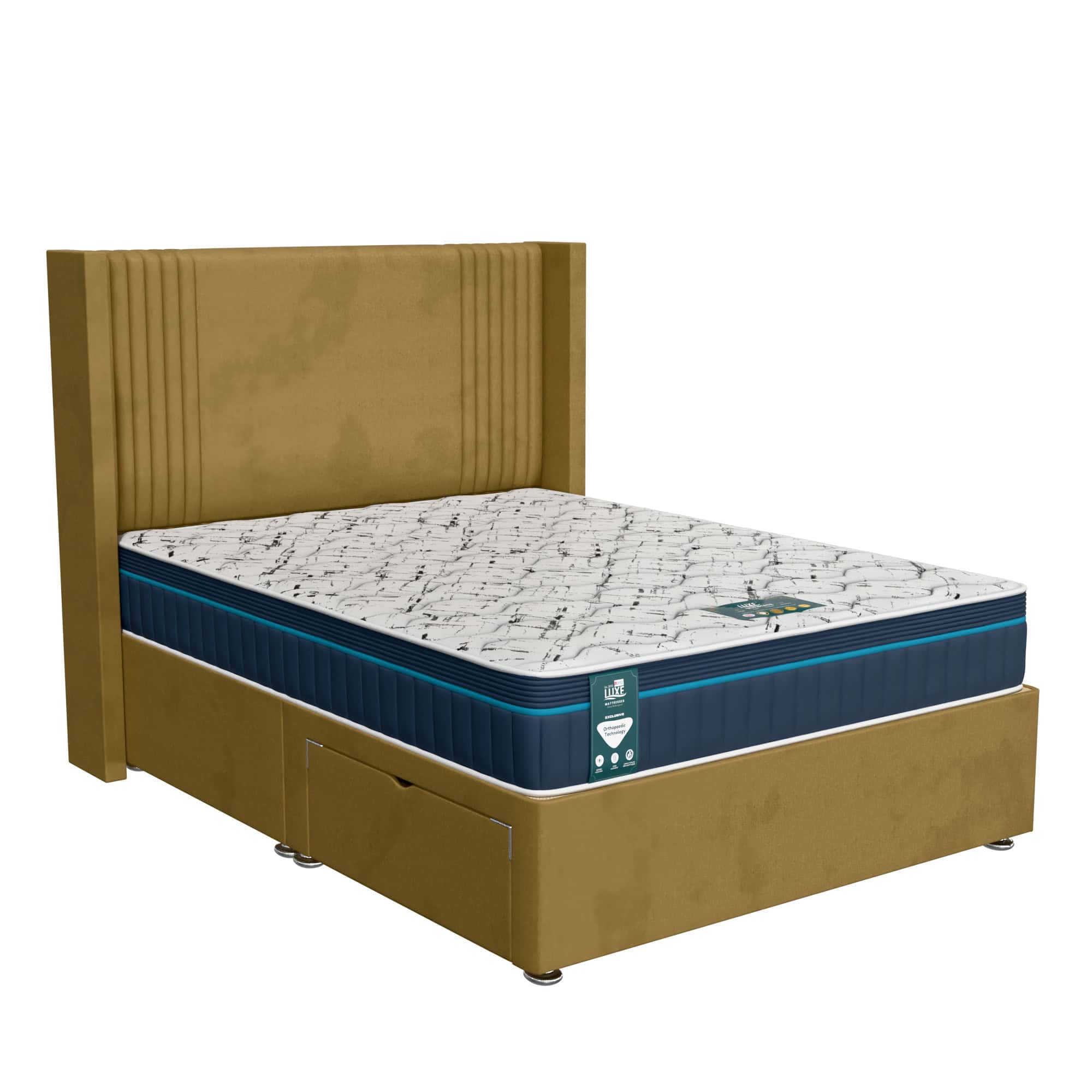 Milan Royal Divan - Milan Mustard, Super King 180 x 200 cm