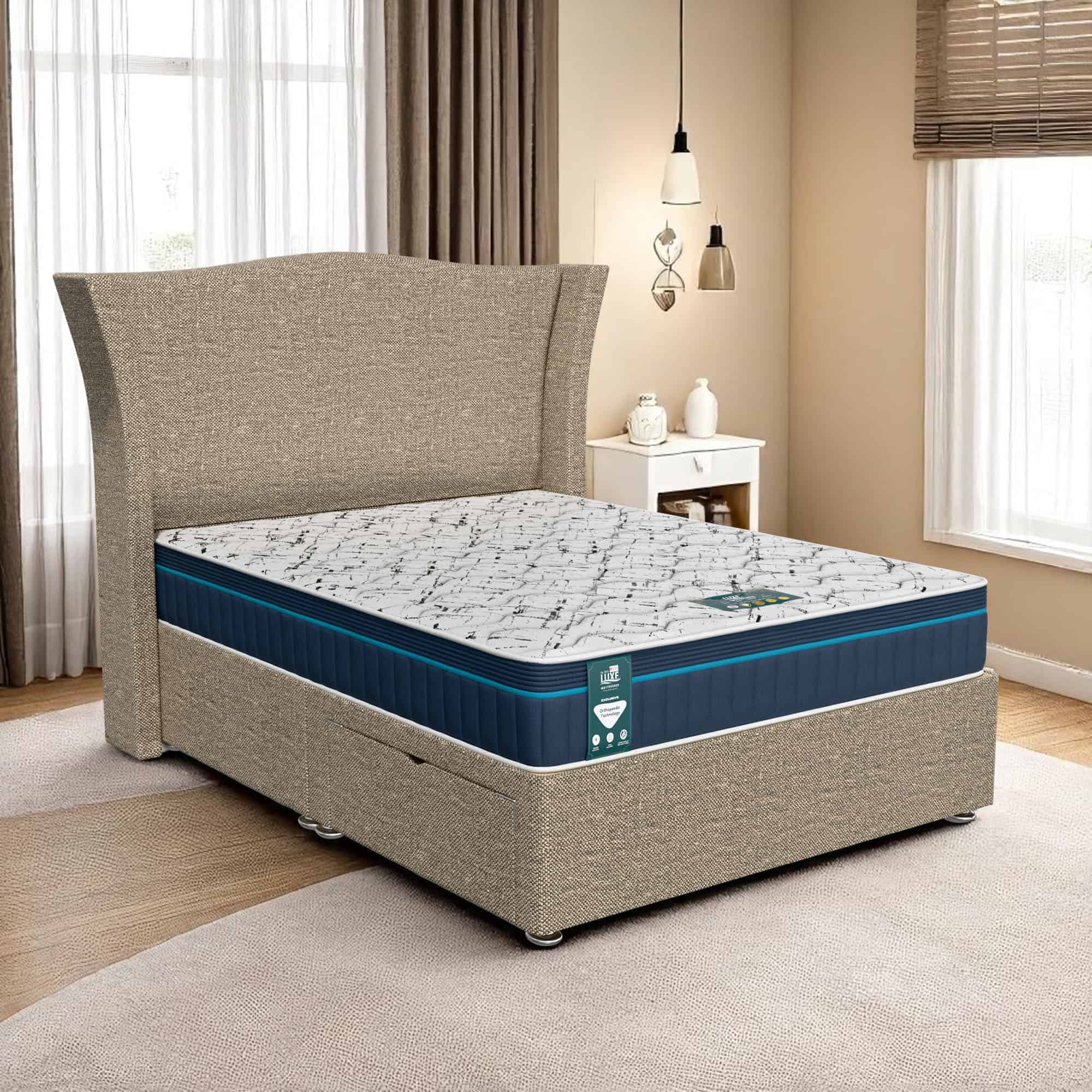 Ascot Maxcoil Divan - Ascot Beige, Euro Queen 160 x 200 cm