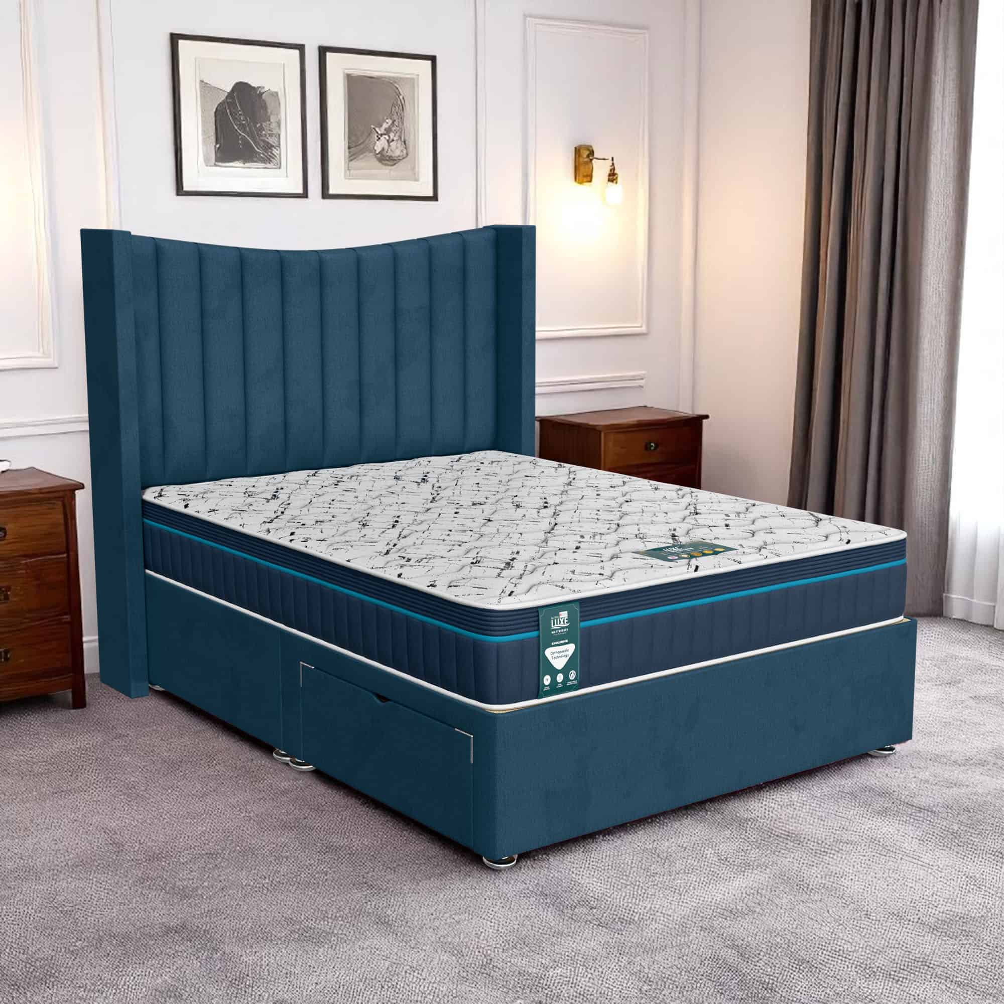 Milan Chesterfield Curved Wings Divan-Dark - Milan Midnight, King Size 150 x 200 cm