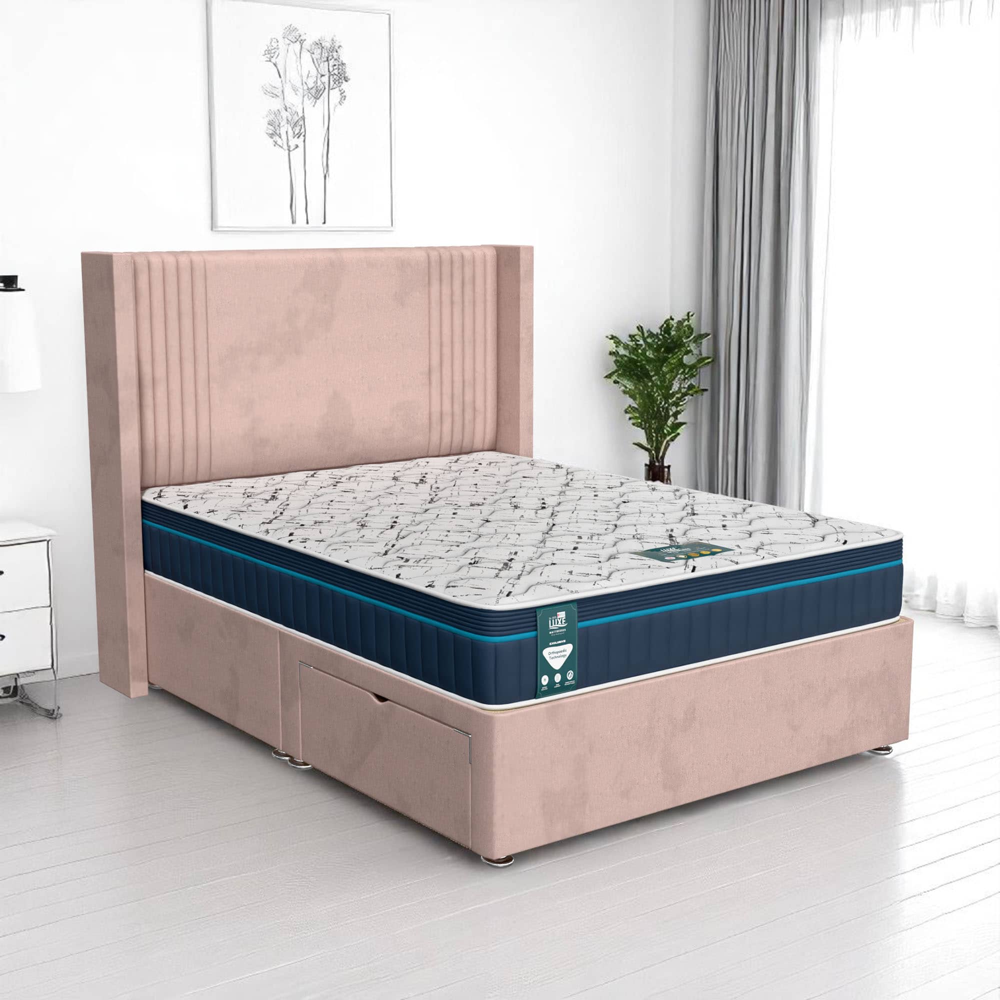Milan Royal Divan - Milan Pink, Euro Queen 160 x 200 cm