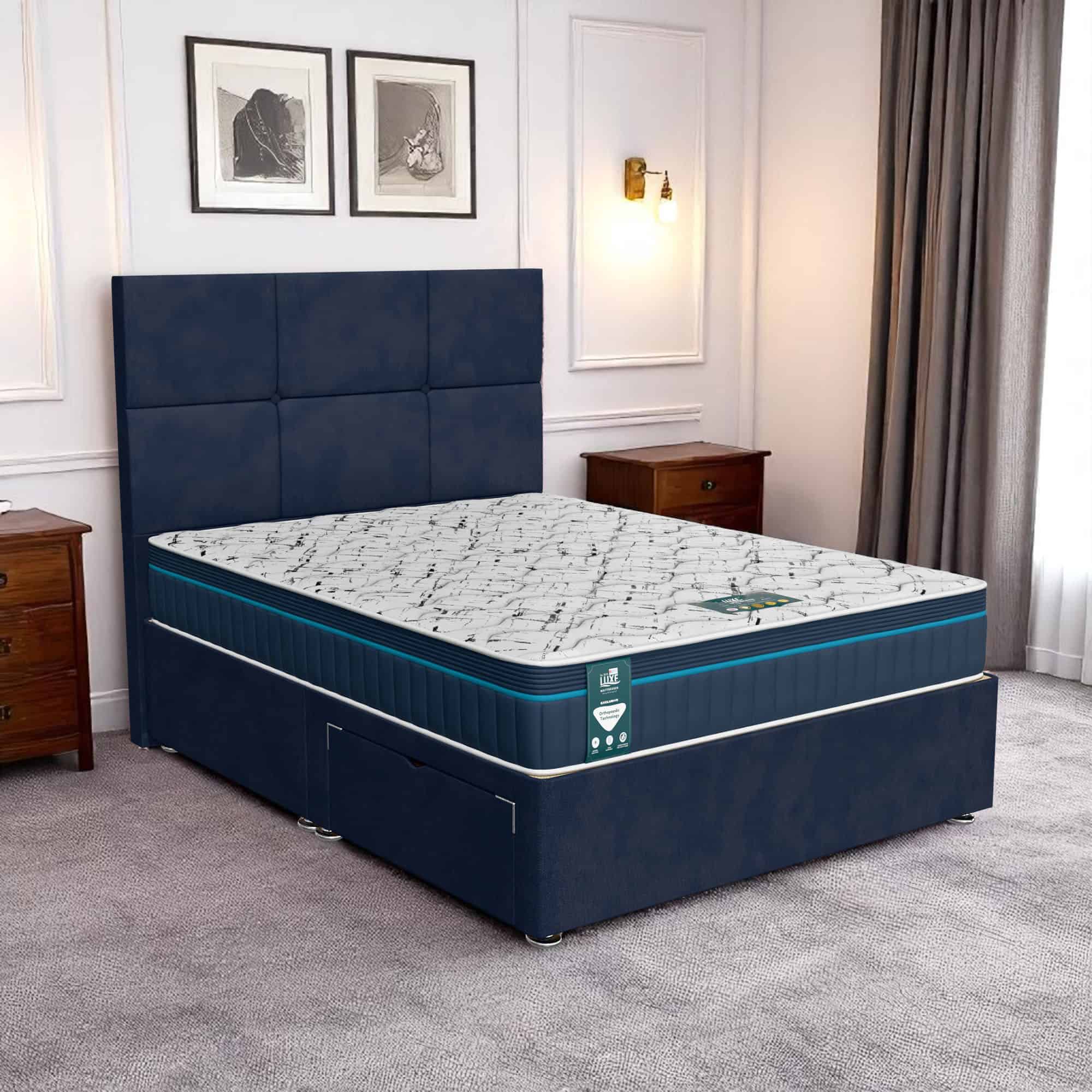 Venice Square Panel Divan-Dark - Venice Marine, Double 135 x 190 cm
