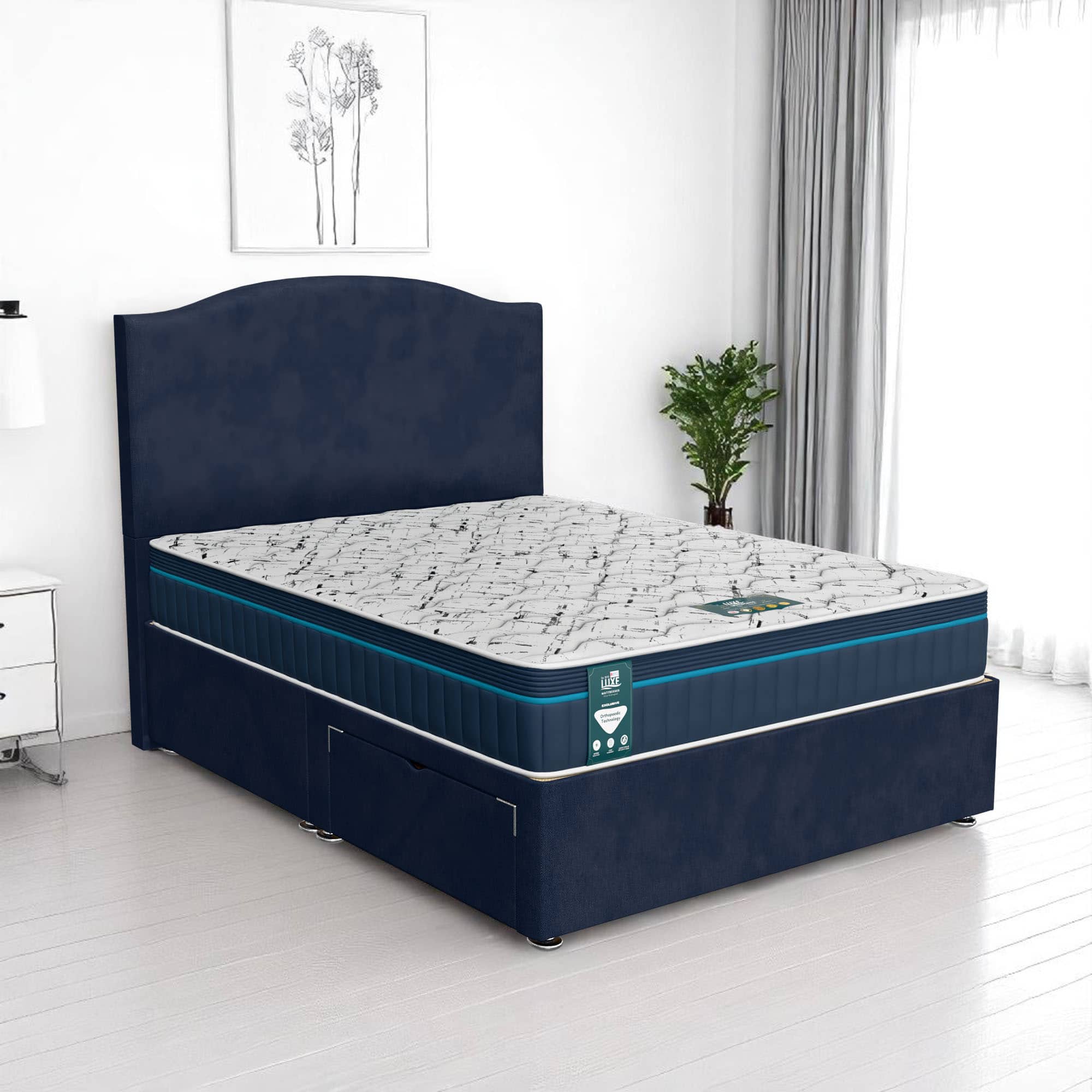 Venice Loafer Divan-Dark - Venice Marine, Queen Size 120 x 190cm (Small Double)
