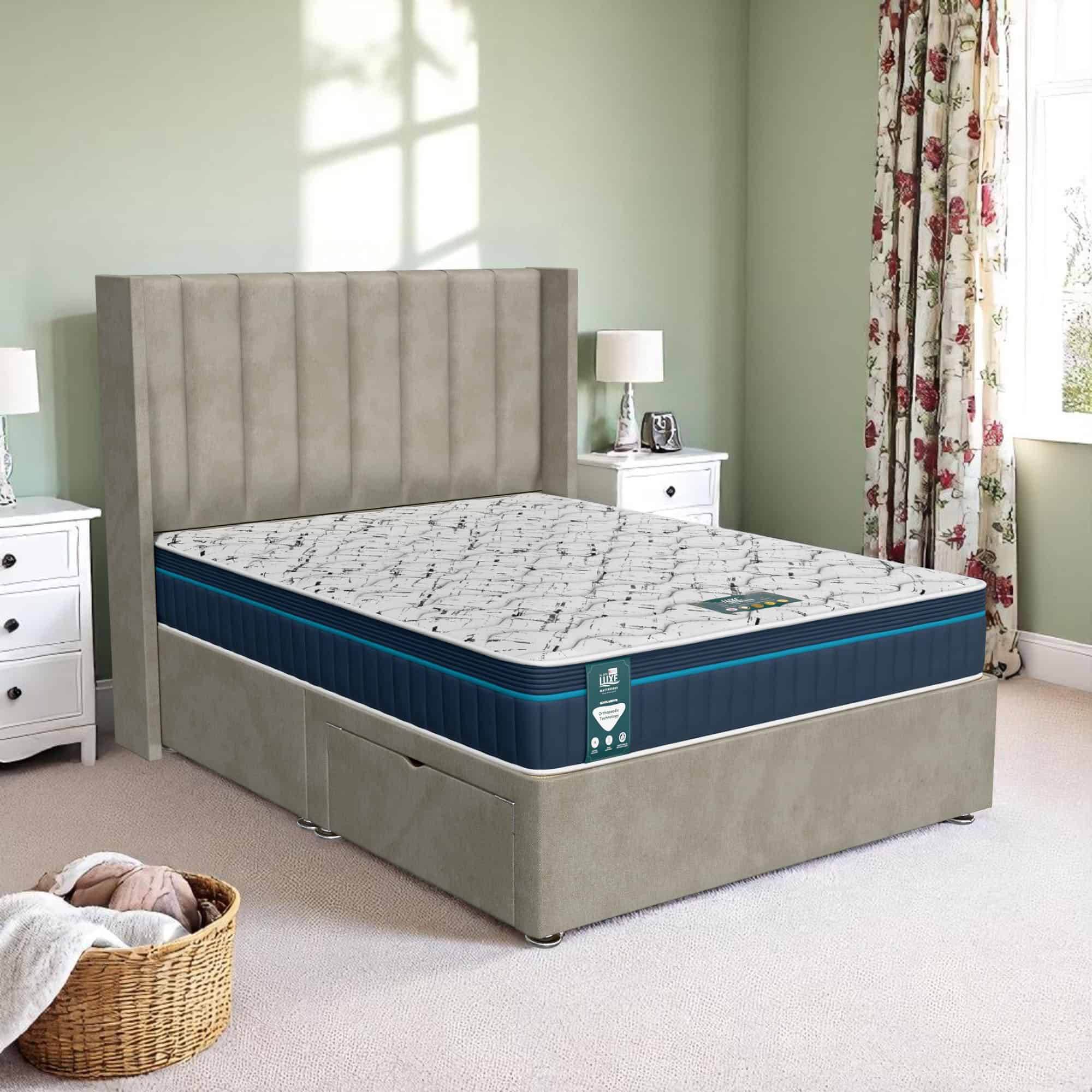 Venice Stripe Curved Divan-Dark - Venice Taupe, Double 135 x 190 cm