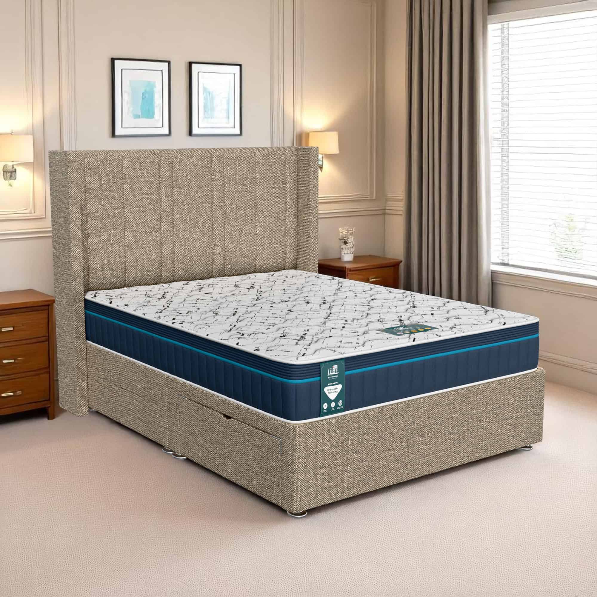 Ascot Curved Feather Divan - Ascot Beige, Single 90 x 190 cm