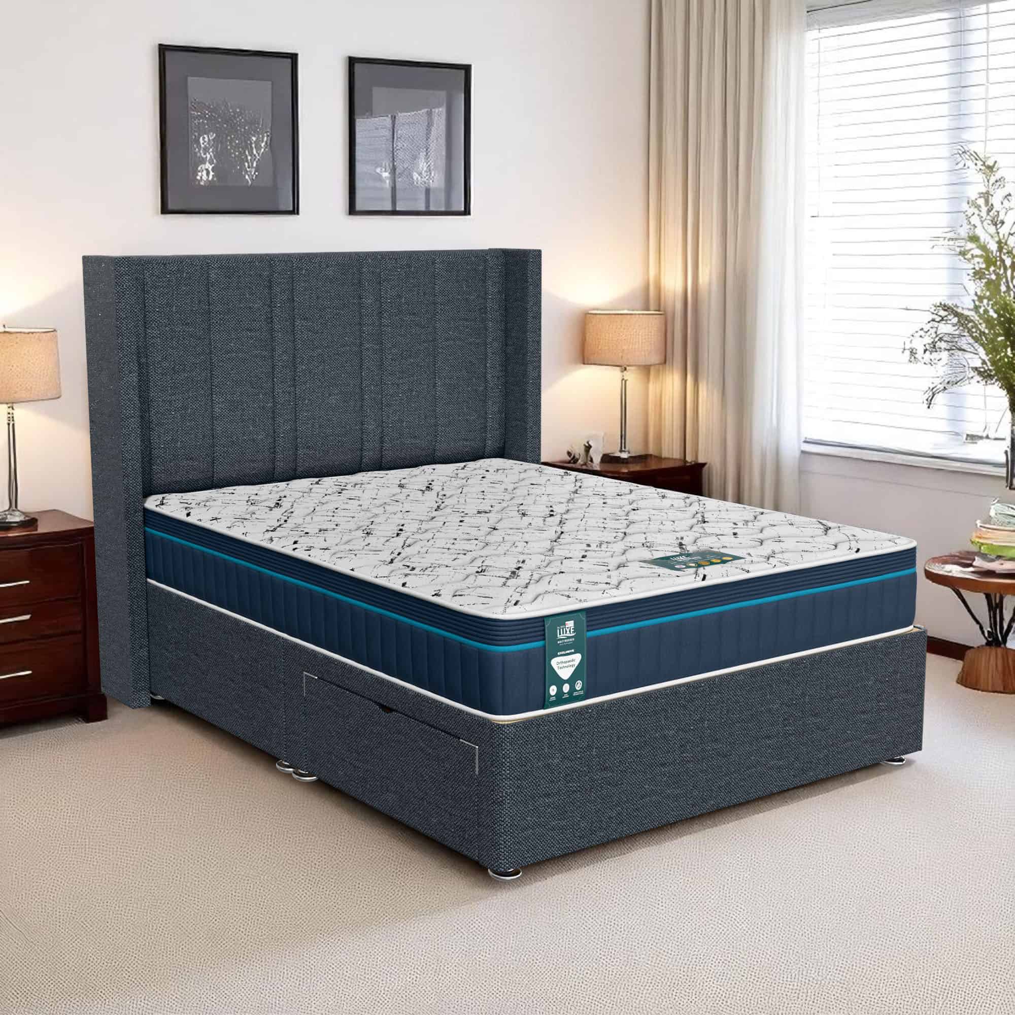 Ascot Curved Feather Divan - Ascot Coal, King Size 150 x 200 cm