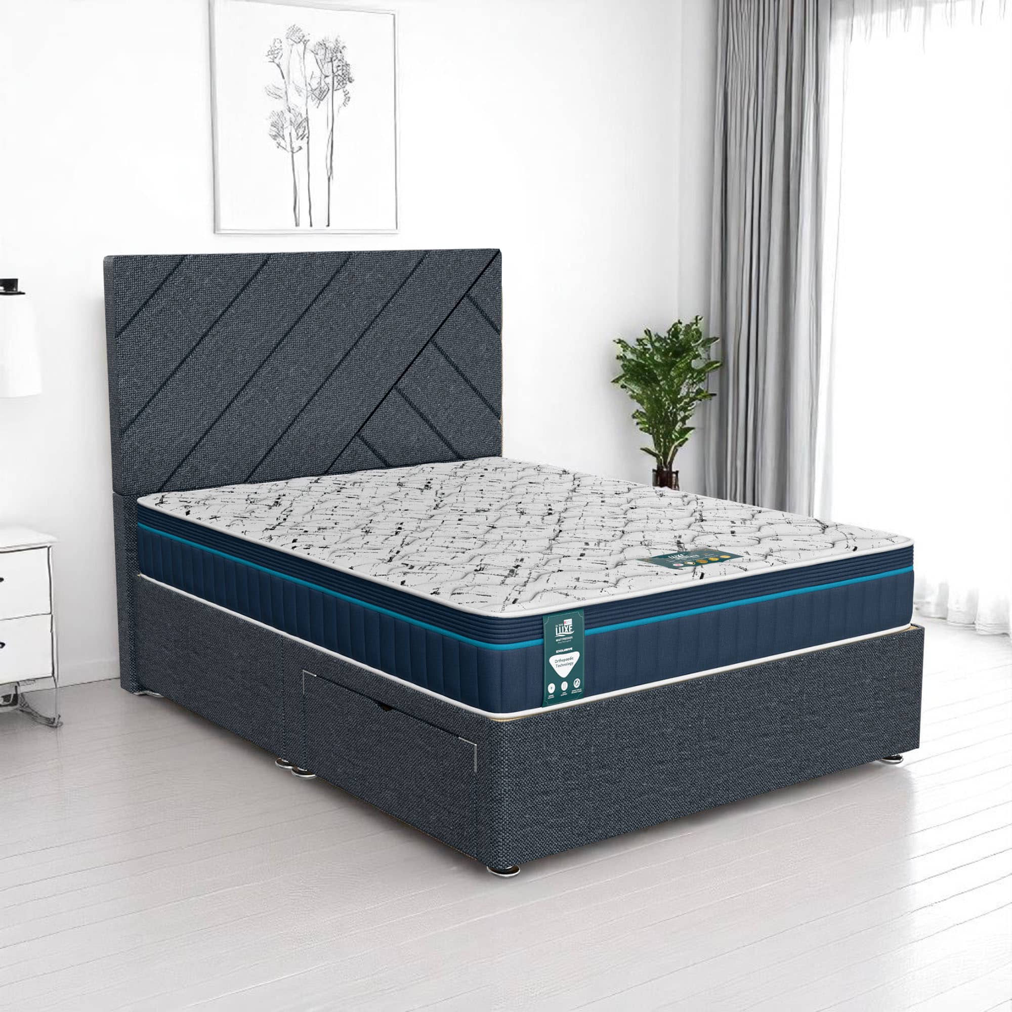 Ascot Beverlay Divan - Ascot Coal, Queen Size 120 x 190cm (Small Double)