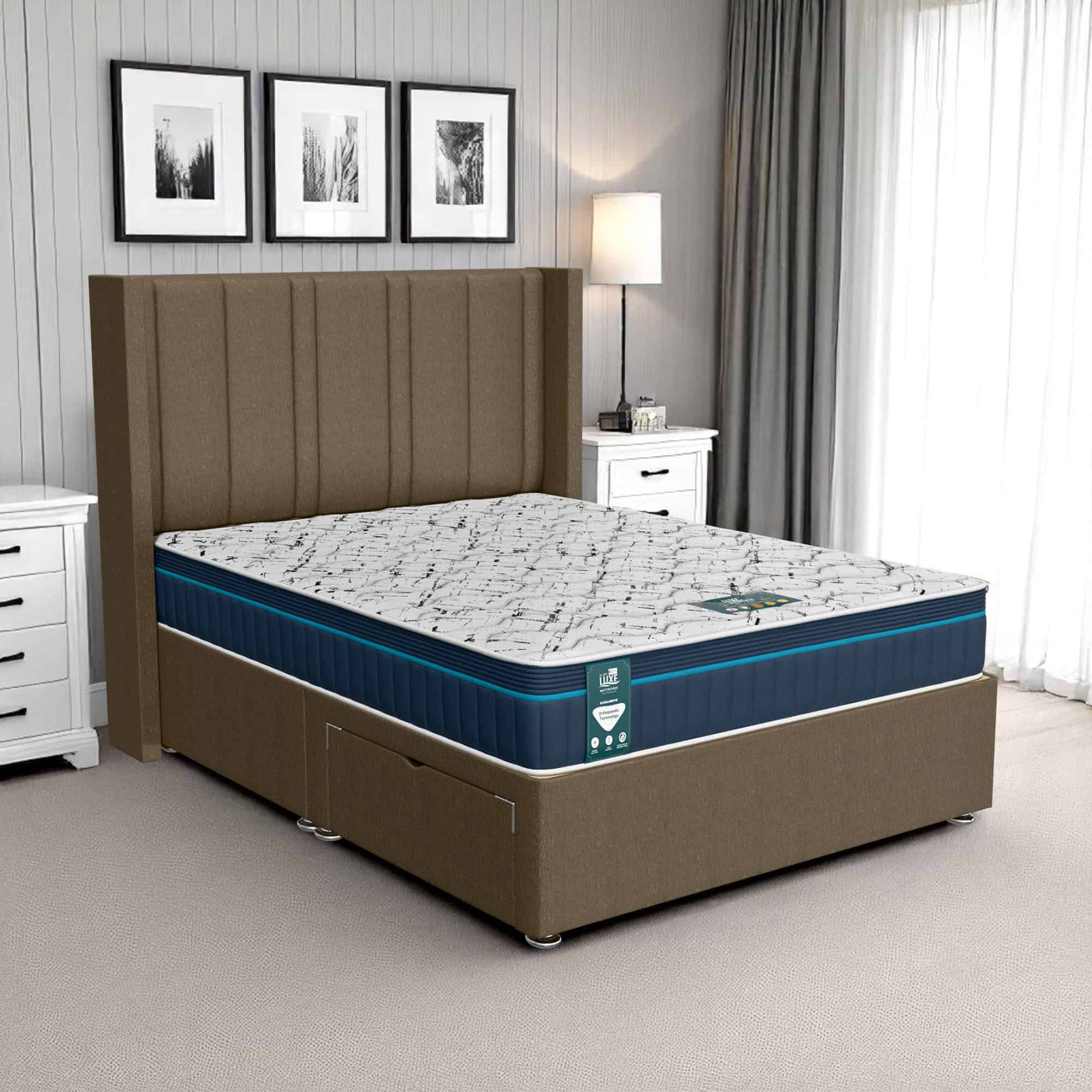 Ascot Curved Feather Divan - Wheat Linen, Single 90 x 190 cm