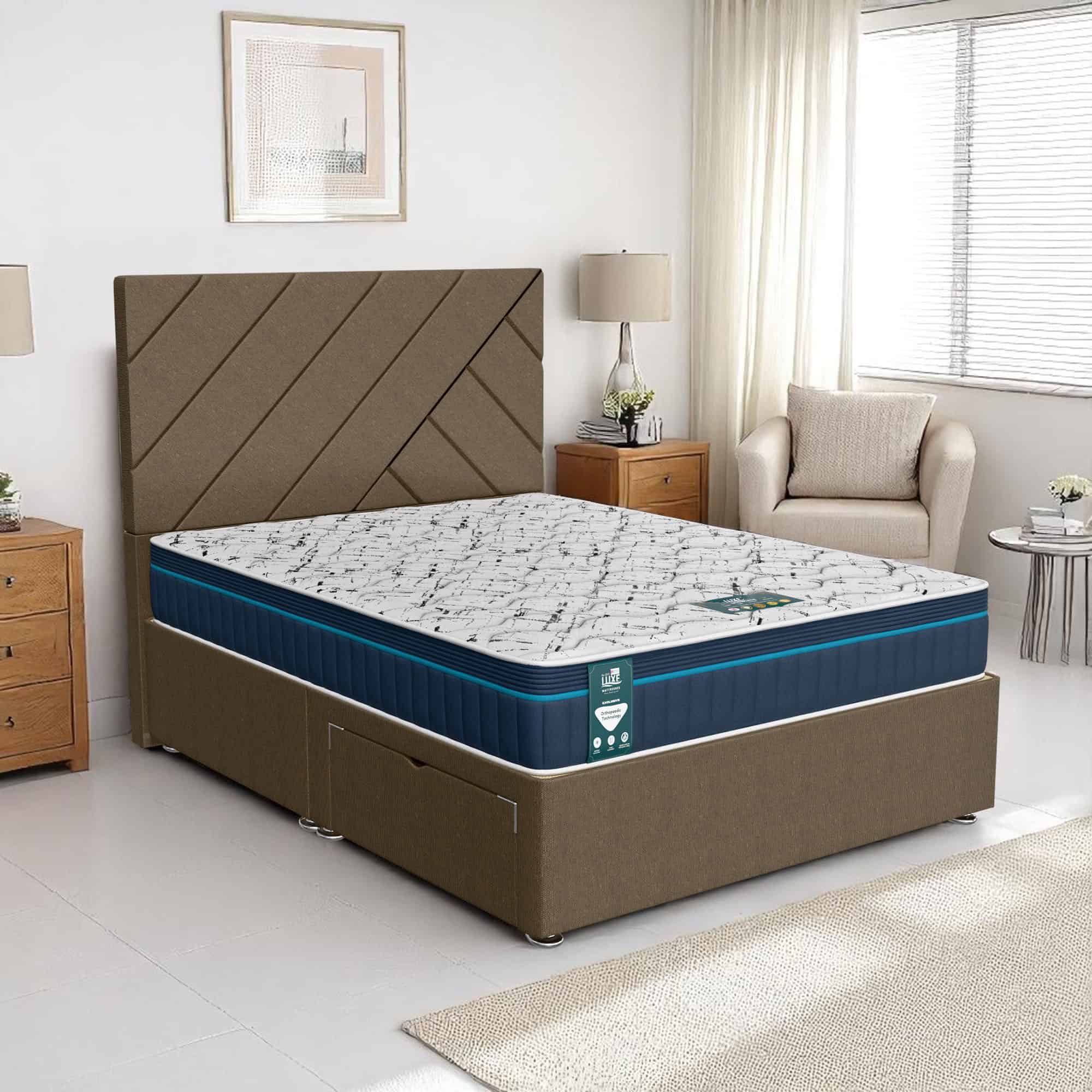 Ascot Beverlay Divan - Wheat Linen, Queen Size 120 x 190cm (Small Double)