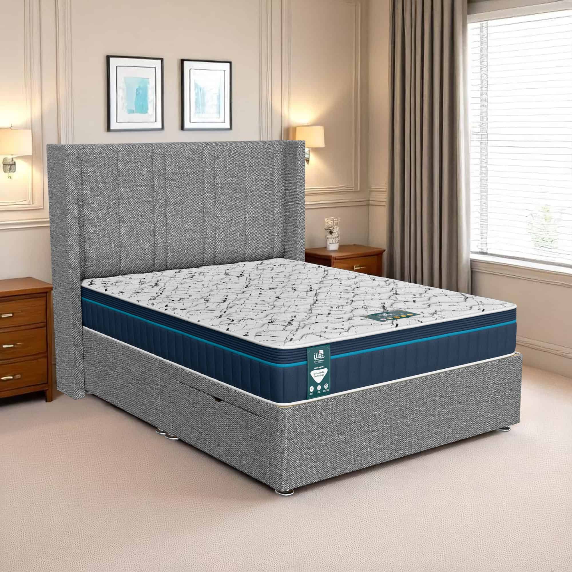 Ascot Curved Feather Divan - Ascot Grey, Single 90 x 190 cm