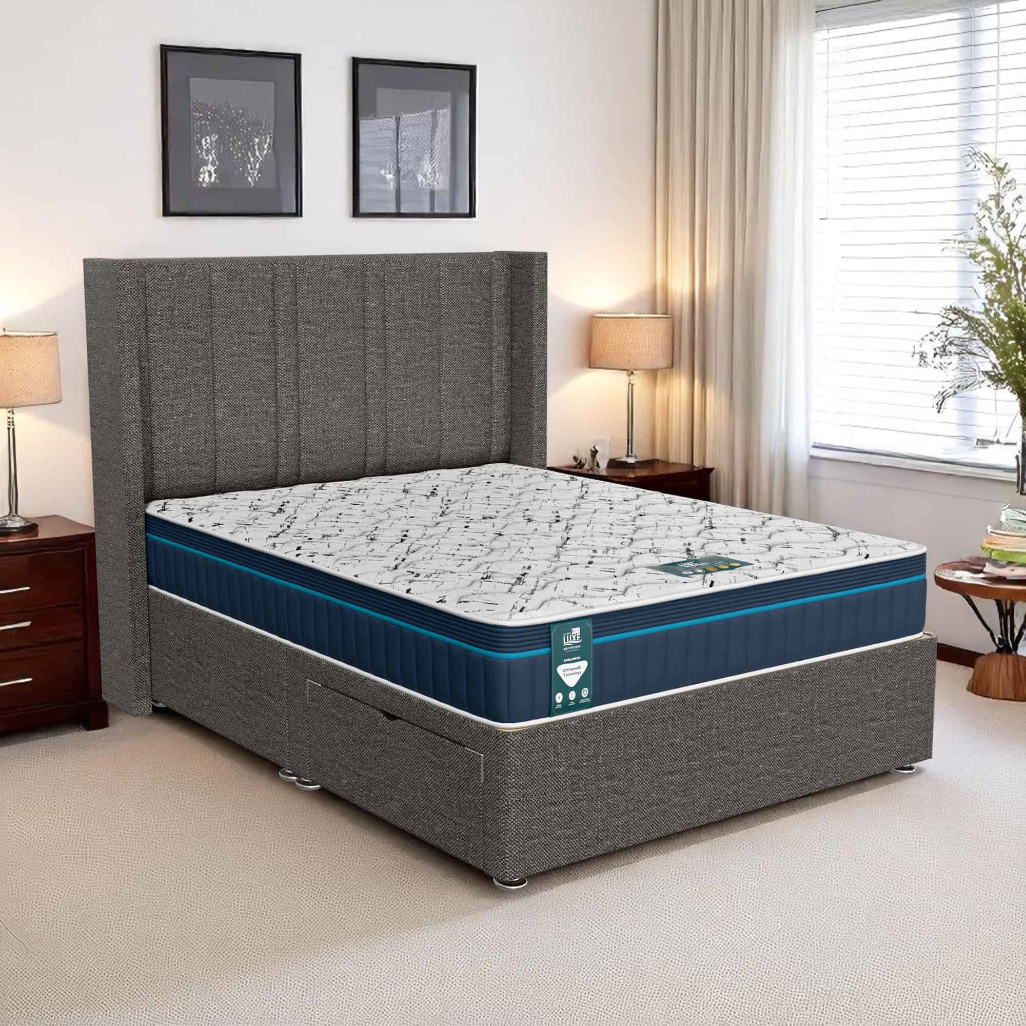 Wool Curved Feather Divan - Chrome Wool, Euro Queen 160 x 200 cm