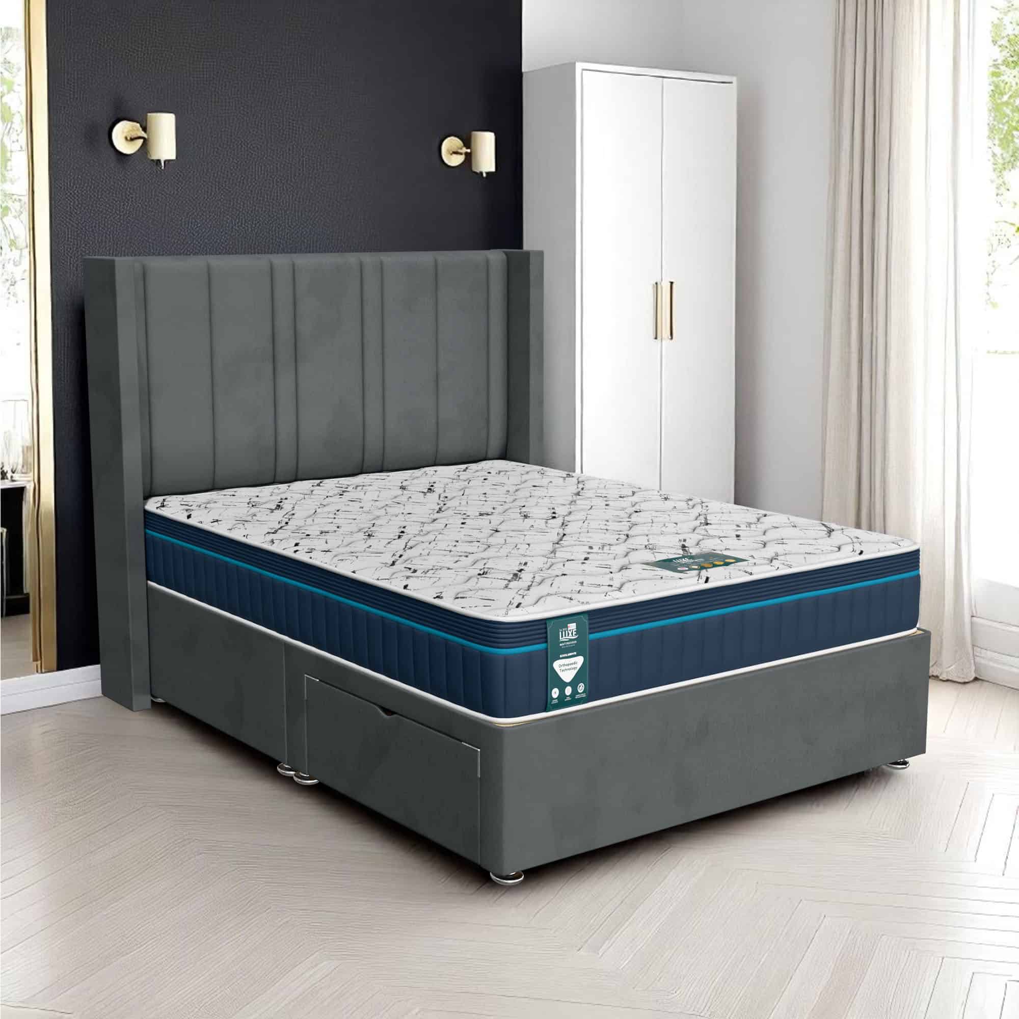 Wool Curved Feather Divan - Steel Wool, Euro Queen 160 x 200 cm