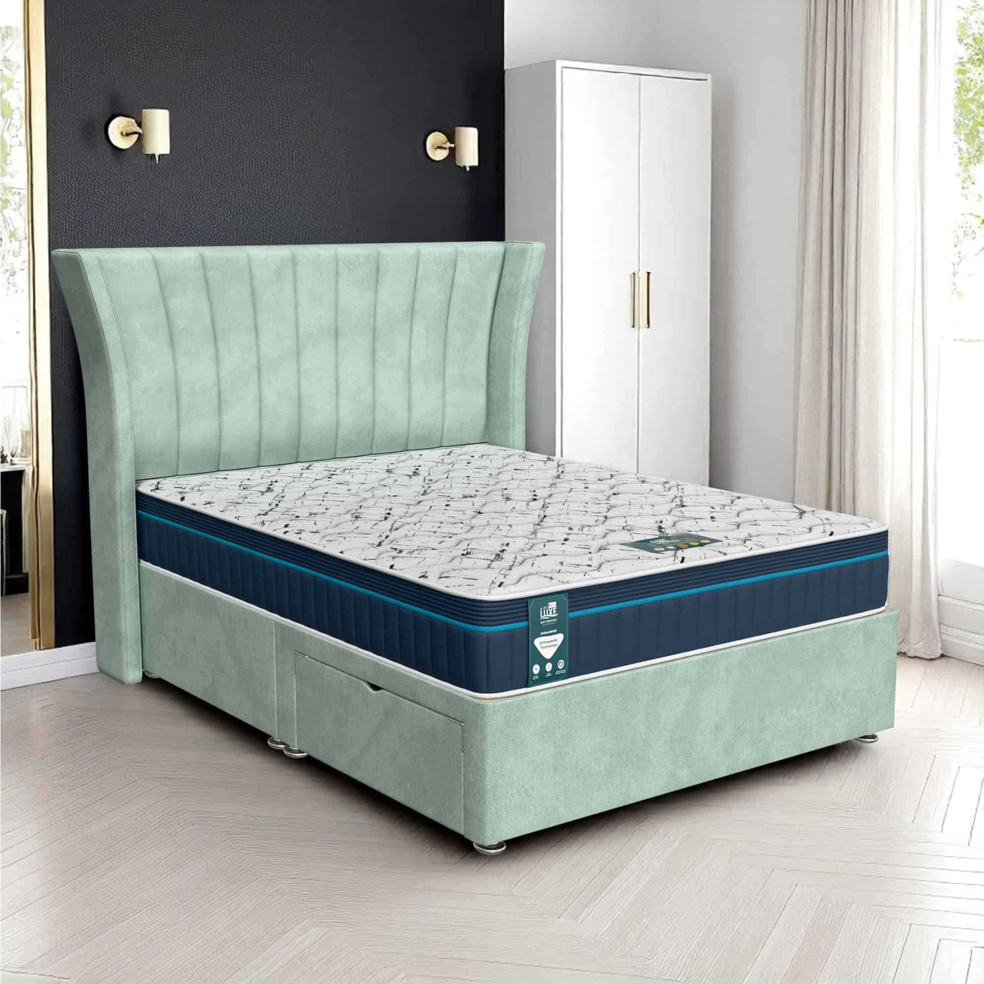 Venice Polar Super Divan - Venice Duck Egg, Euro Queen 160 x 200 cm