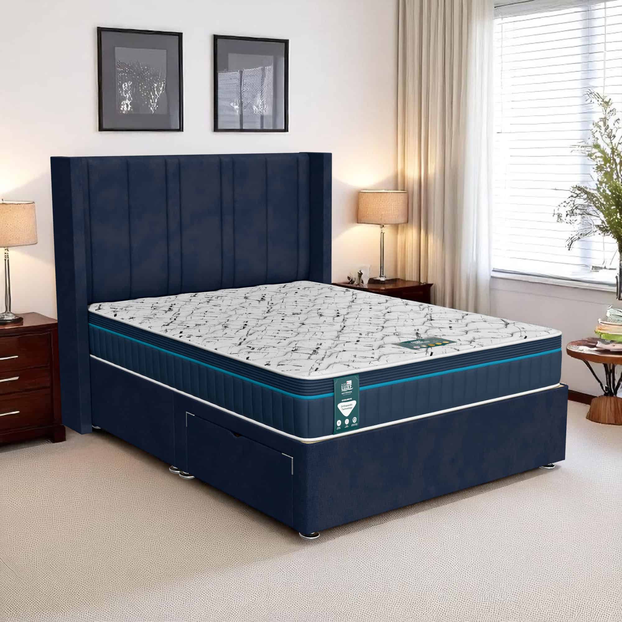 Venice Curved Feather Divan - Venice Marine, King Size 150 x 200 cm