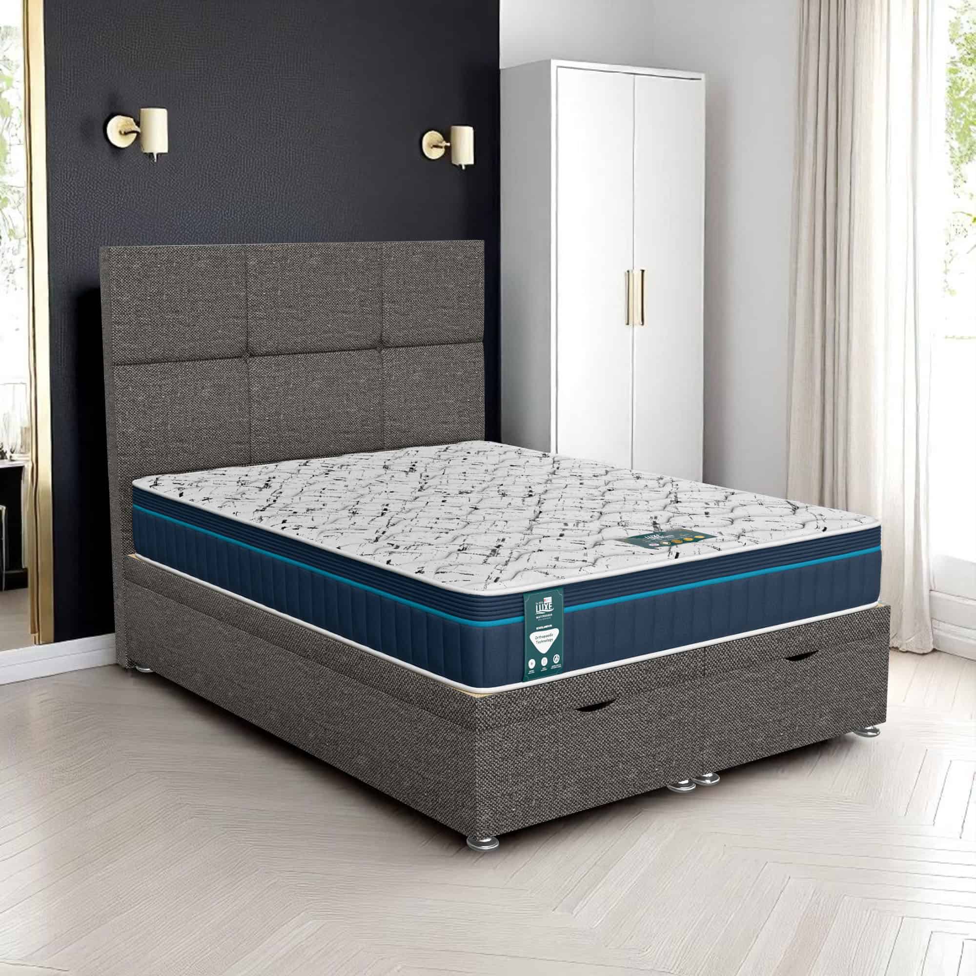 Wool Square Panel Ottoman - Chrome Wool, Single 90 x 190 cm